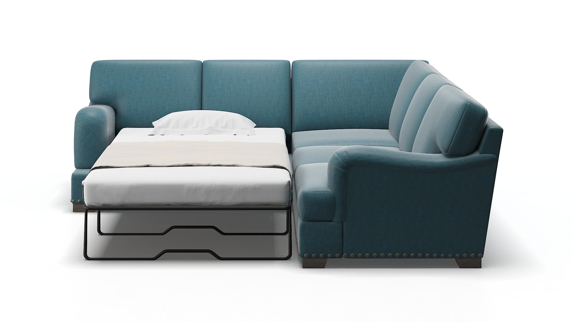 Brighton Merit Peacock Sectional Sleeper Espresso legs 1