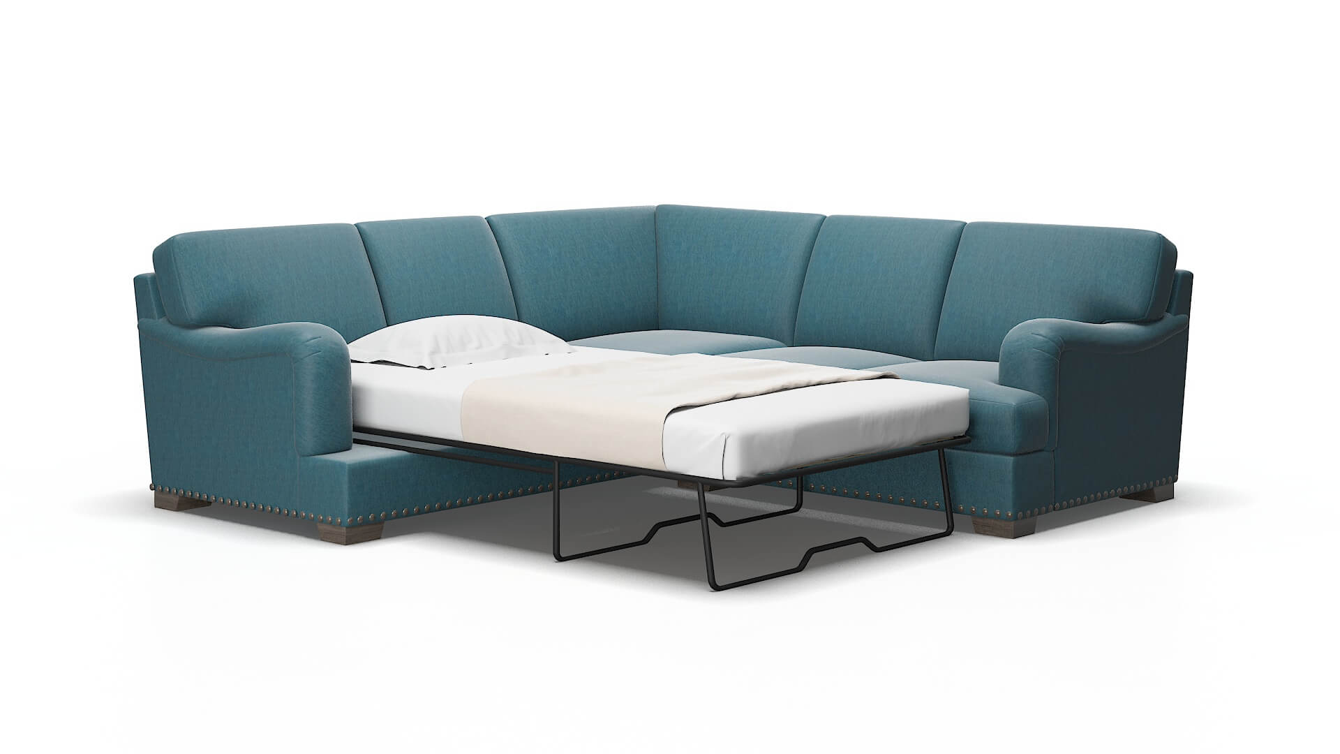 Brighton Merit Peacock Sectional Sleeper Espresso legs 2