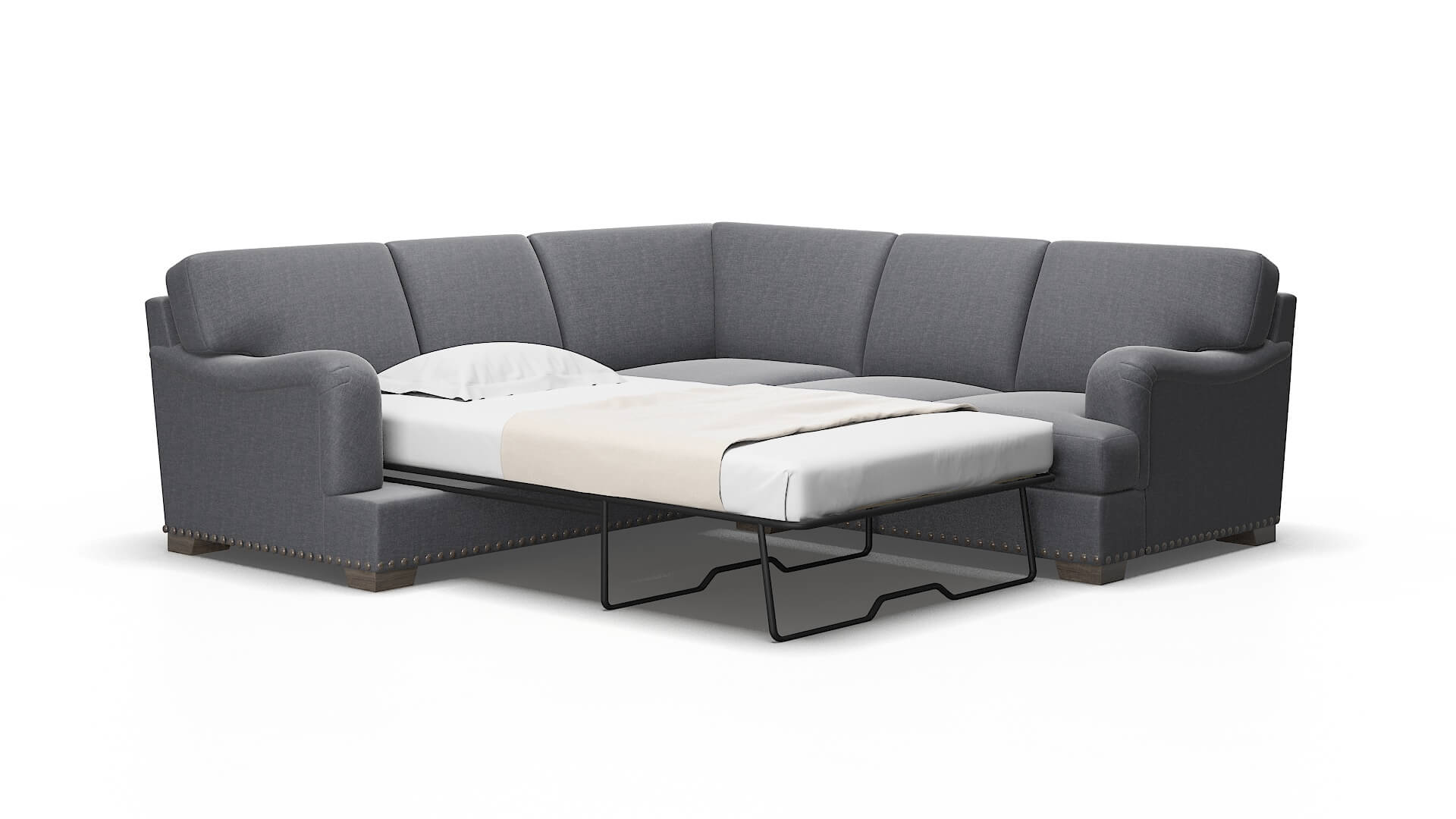 Brighton Notion Graphite Sectional Sleeper espresso legs 2