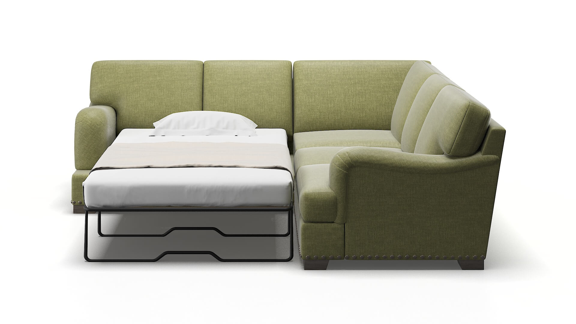 Brighton Portland Basil Sectional Sleeper Espresso legs 1