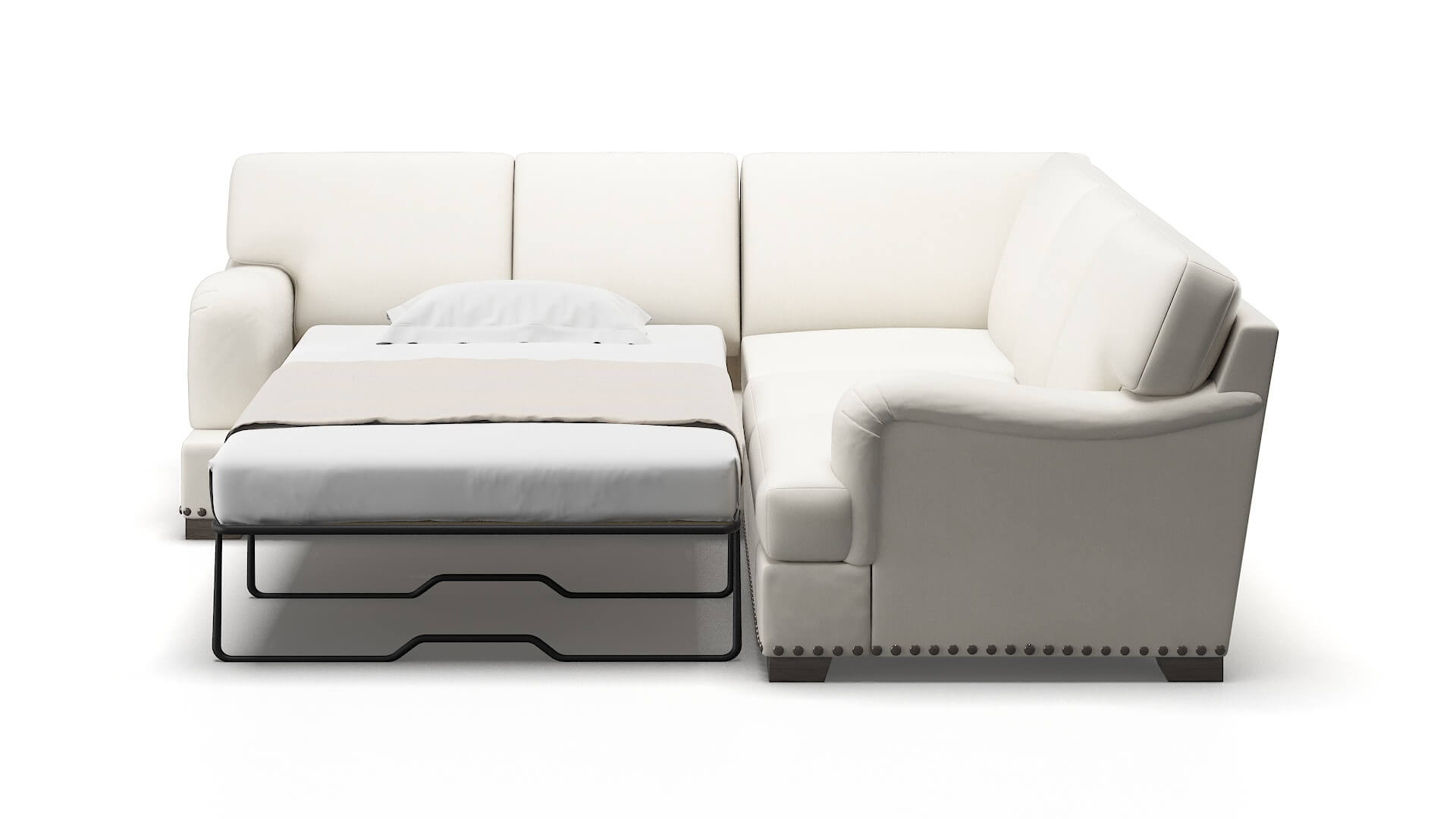 Brighton R_prize Cream Sectional Sleeper Espresso legs 1