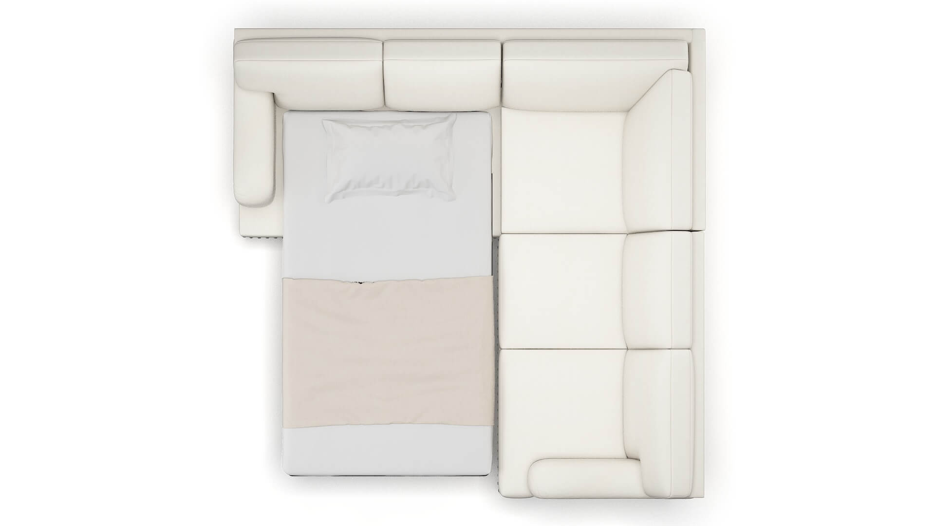 Brighton R_prize Cream Sectional Sleeper Espresso legs 3