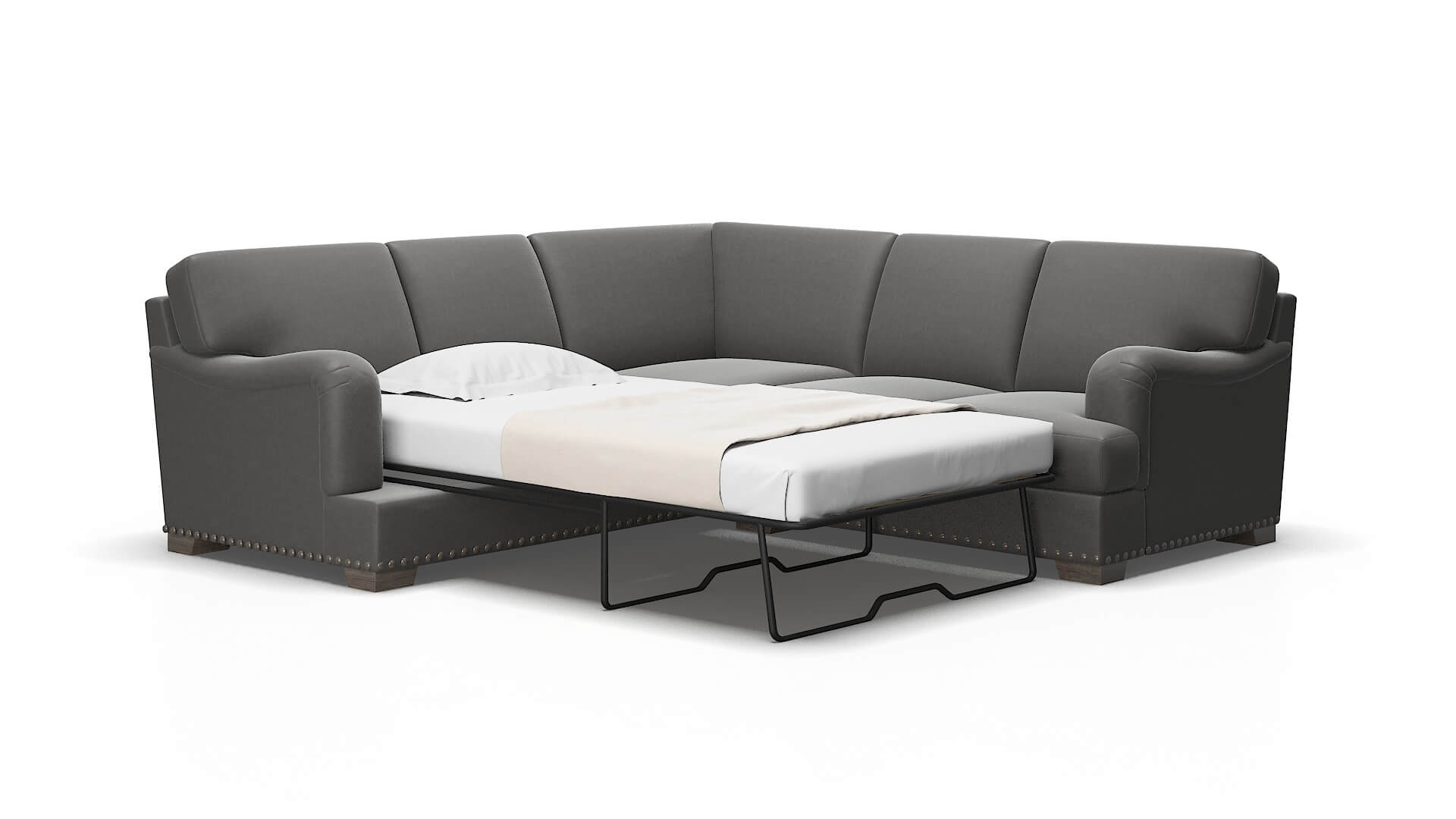Brighton Rocket charcoal Sectional sleeper Espresso Legs  2