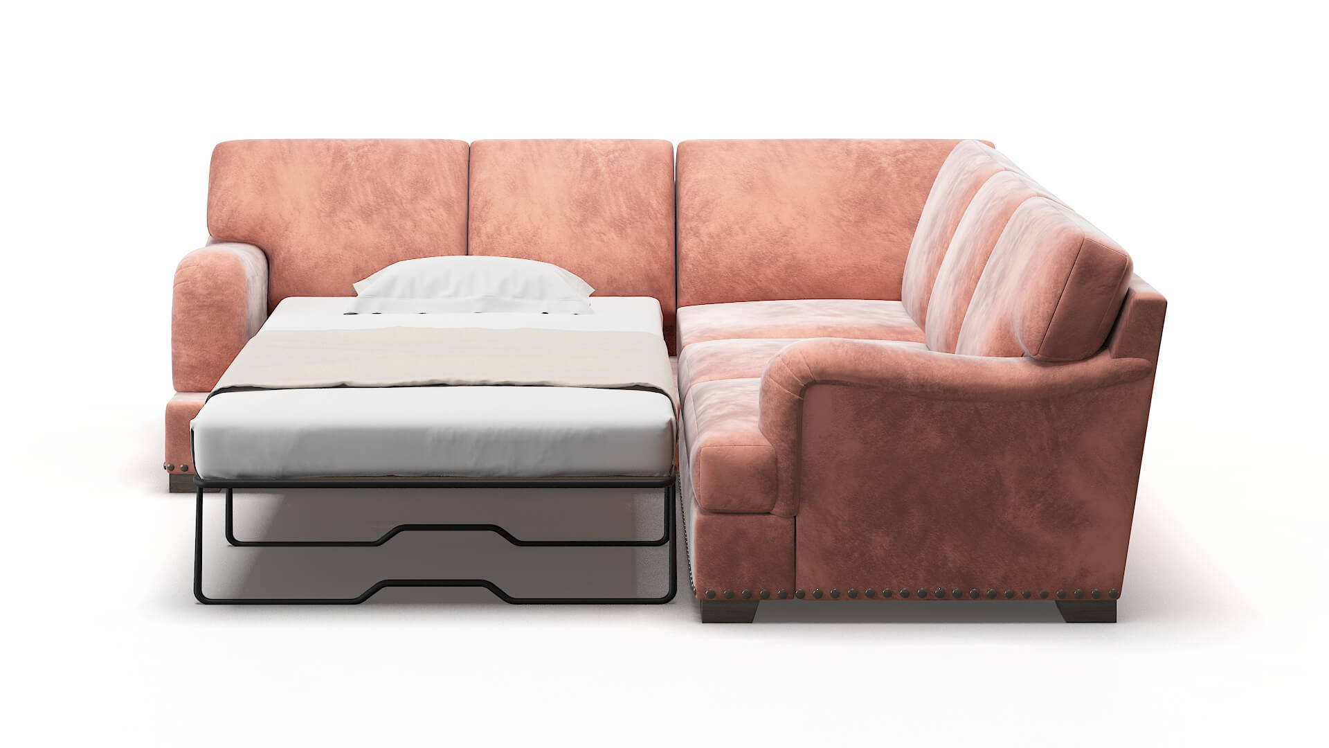 Brighton Royale Blush Sectional Sleeper Espresso legs 1