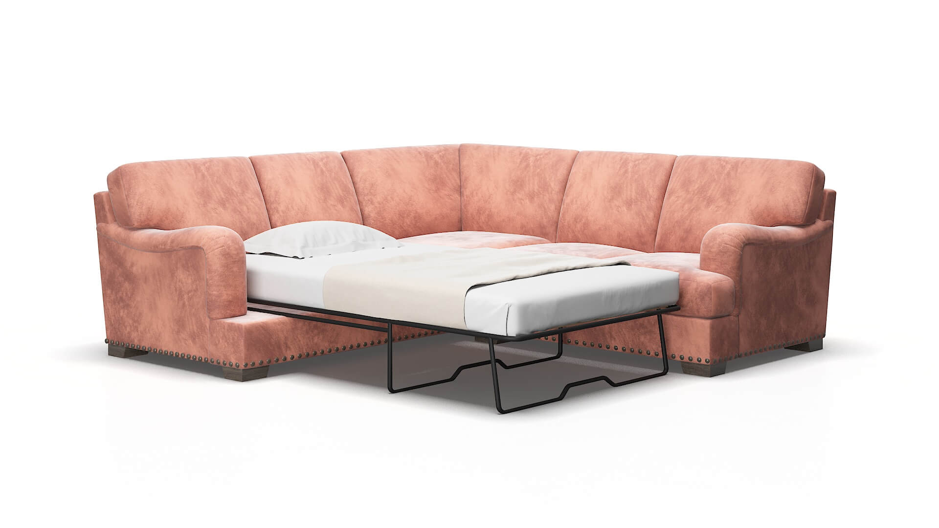 Brighton Royale Blush Sectional Sleeper Espresso legs 2
