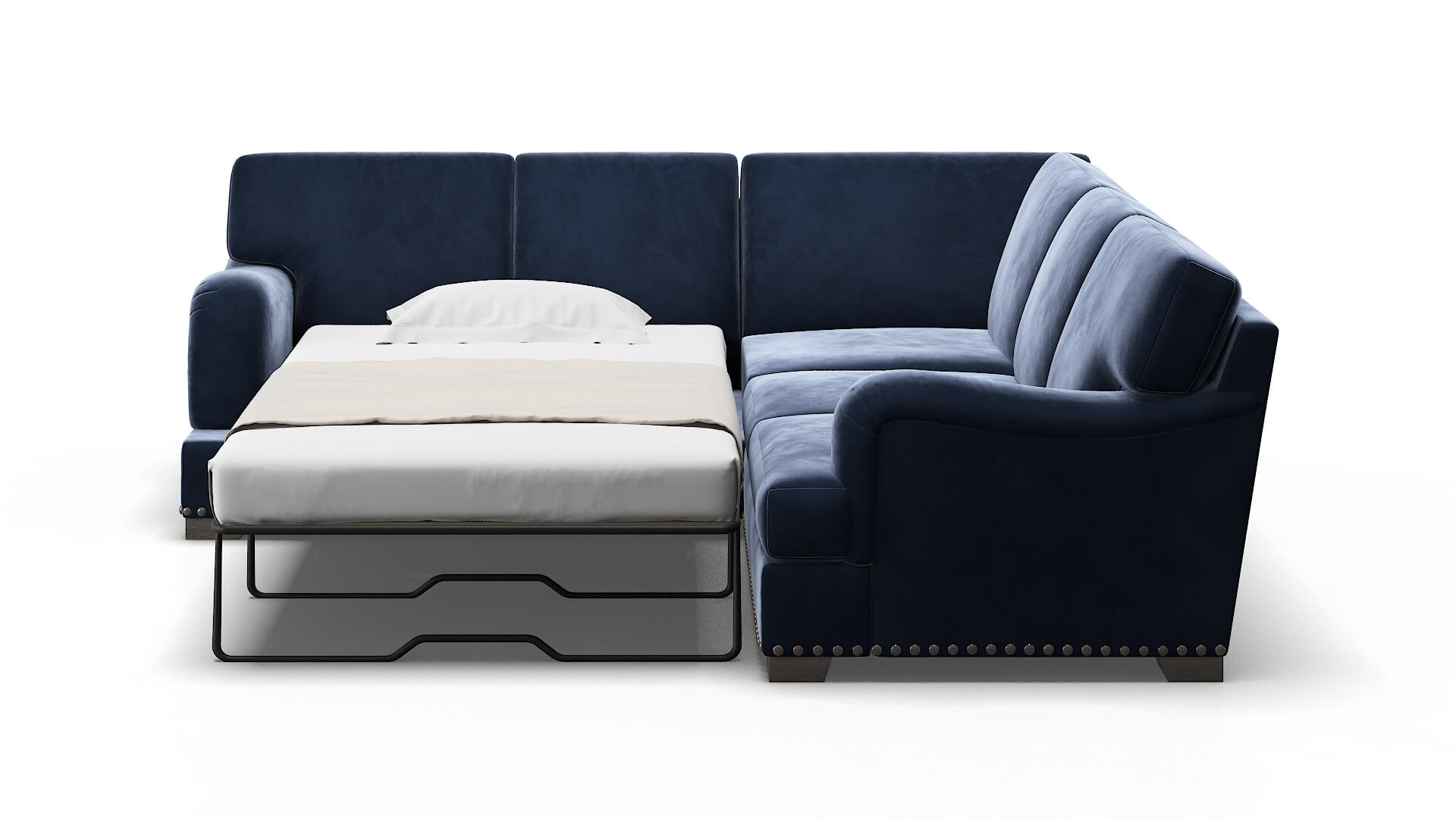 Brighton Royale Cobalt Sectional Sleeper Espresso legs 1