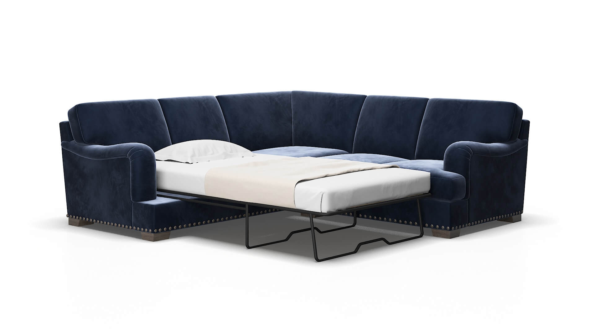 Brighton Royale cobalt Sectional sleeper Espresso Legs  2