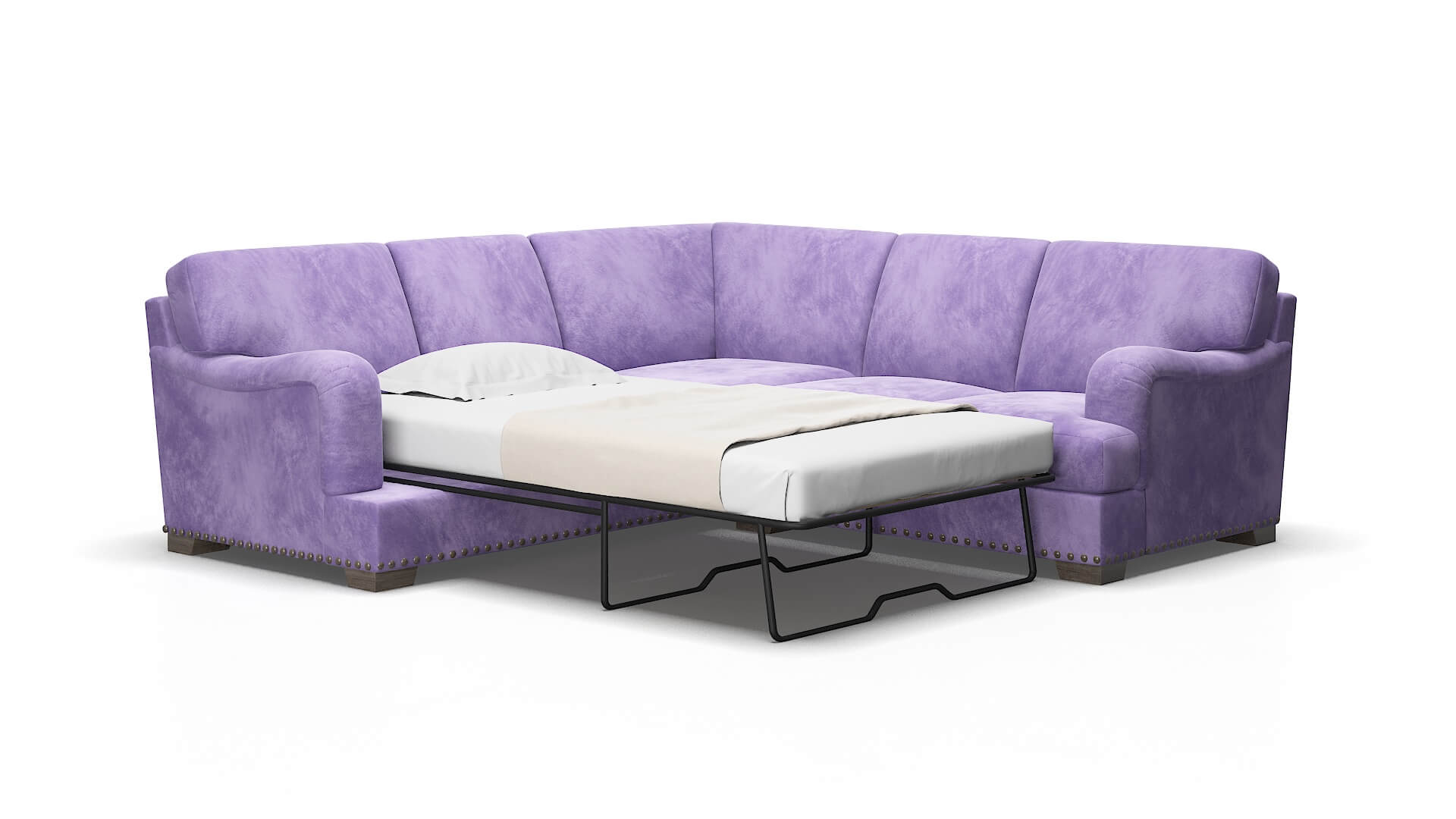 Brighton Royale lavender Sectional sleeper Espresso Legs  2