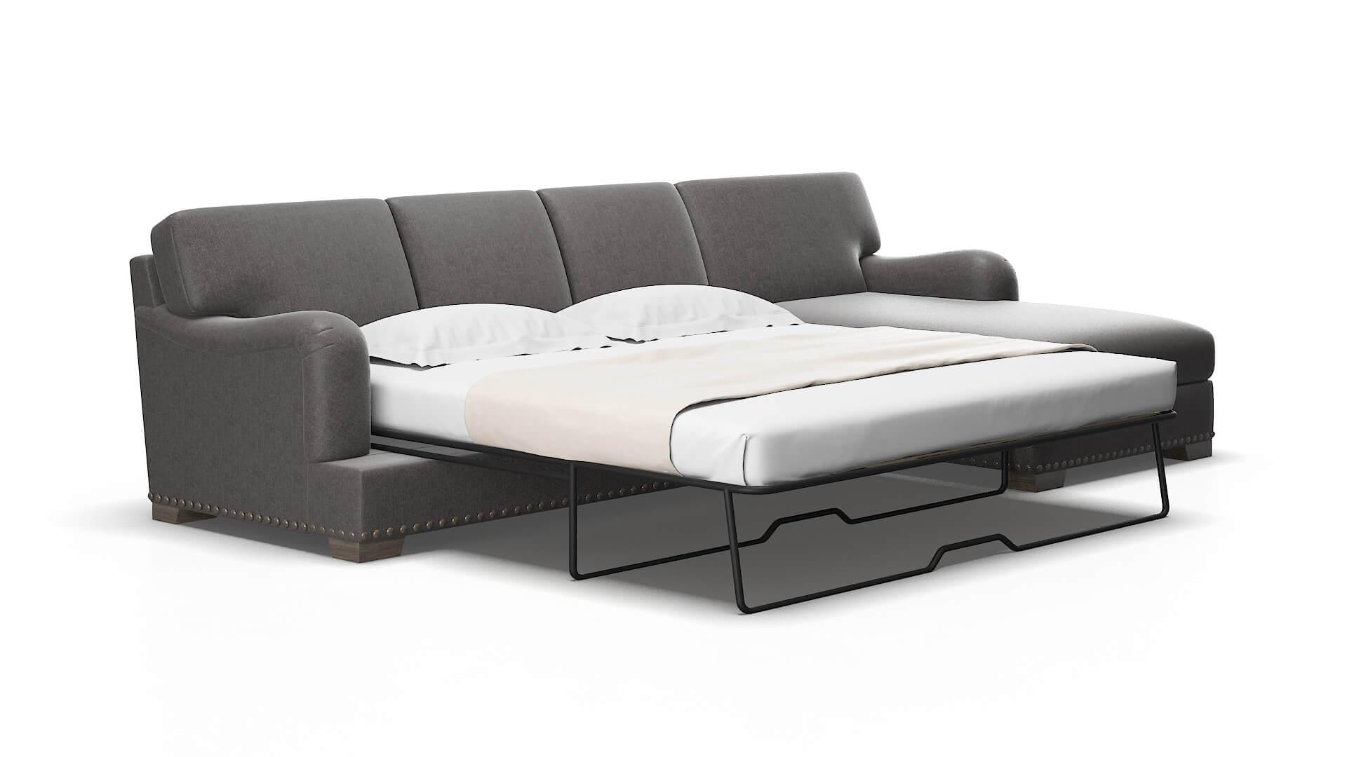 Brighton Sasha grey Panel sleeper Espresso Legs  2