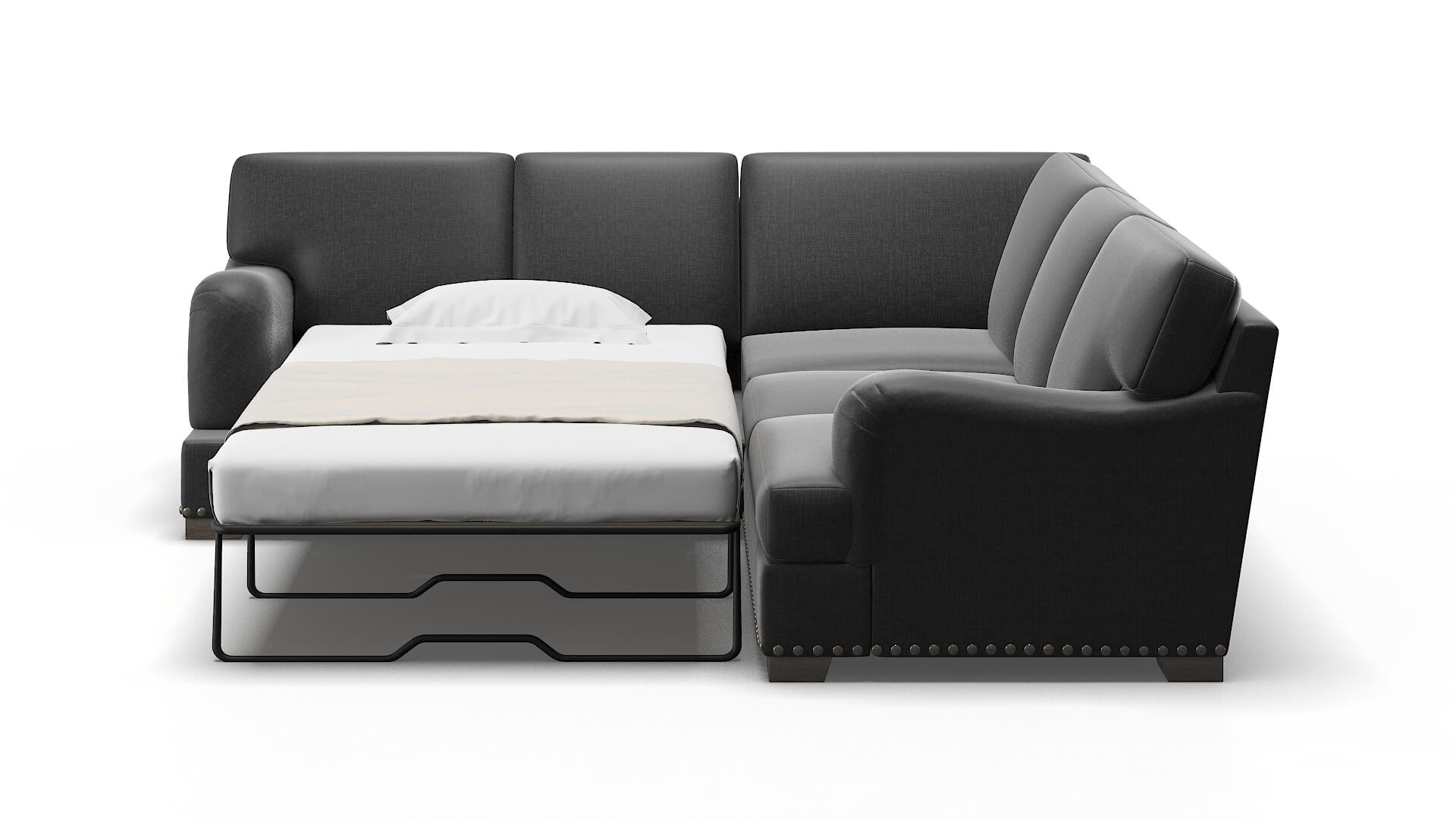 Brighton Sosoftness 54 Sectional Sleeper Espresso legs 1