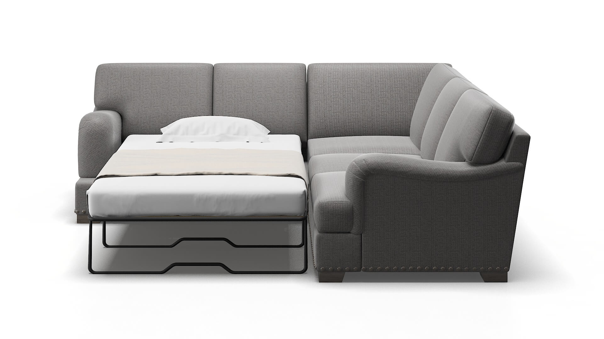 Brighton Terrain Oatmeal Sectional Sleeper Espresso legs 1