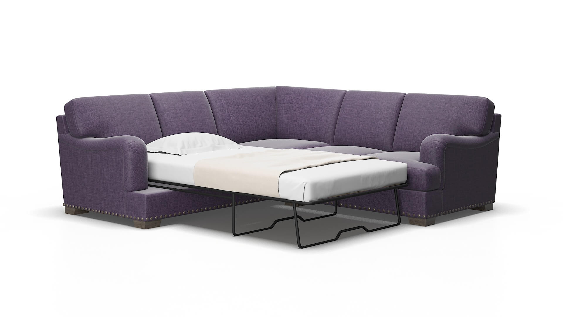 Brighton Tess blackberry Sectional sleeper Espresso Legs  2