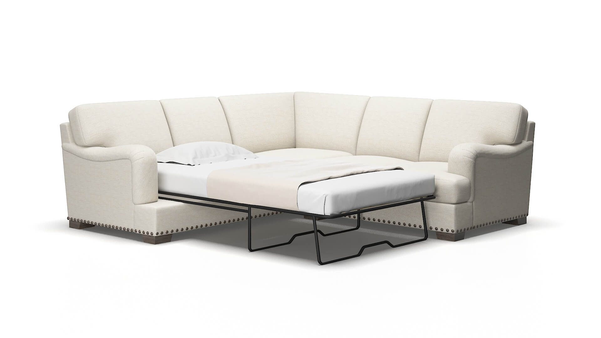 Brighton Venus cream Sectional sleeper Espresso Legs  2