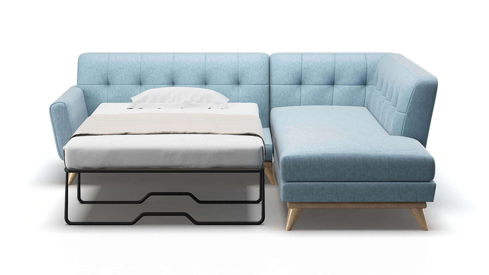 Brussels Atlas Turquoise Panel Sleeper Espresso legs 1