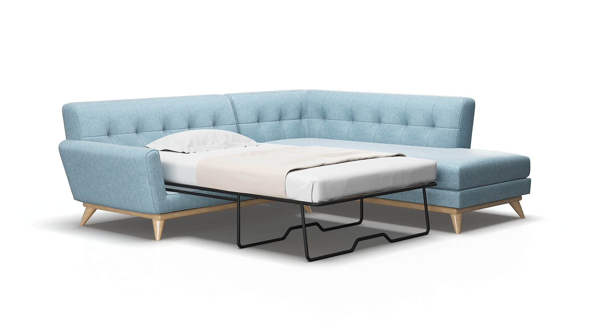 Brussels Atlas turquoise Panel sleeper Espresso Legs  2