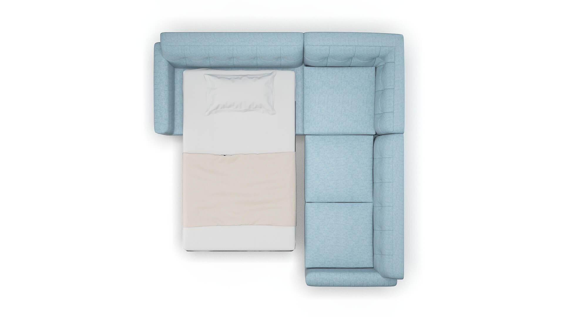 Brussels Atlas Turquoise Sectional Sleeper Espresso legs 3