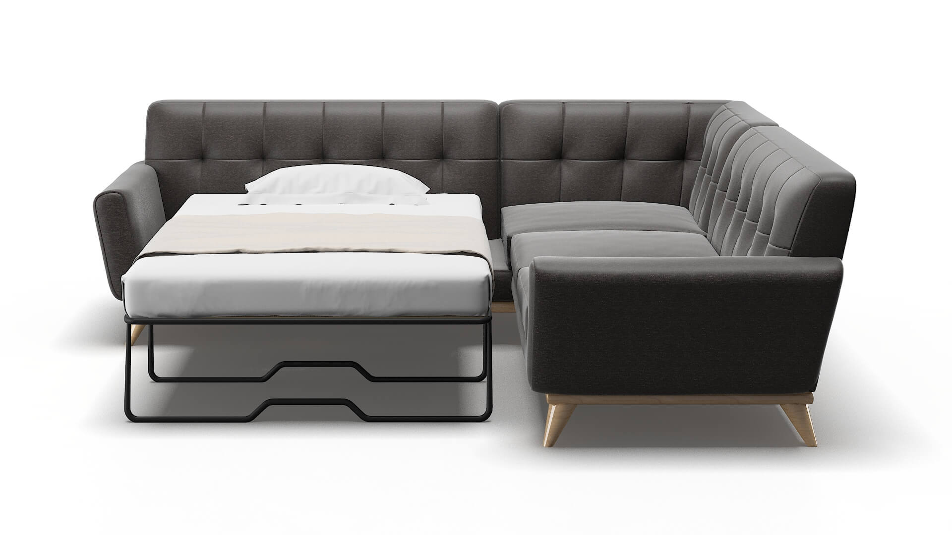 Brussels Avenger Denim Sectional Sleeper Espresso legs 1