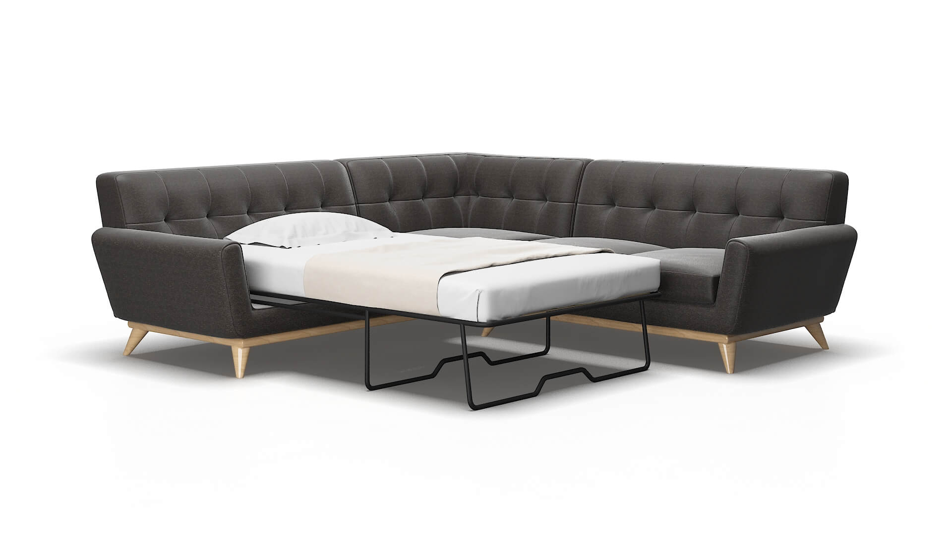 Brussels Avenger Denim Sectional Sleeper Espresso legs 2