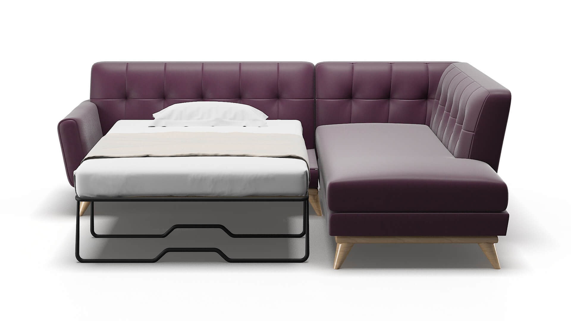 Brussels Bella Aubergine Panel Sleeper Espresso legs 1