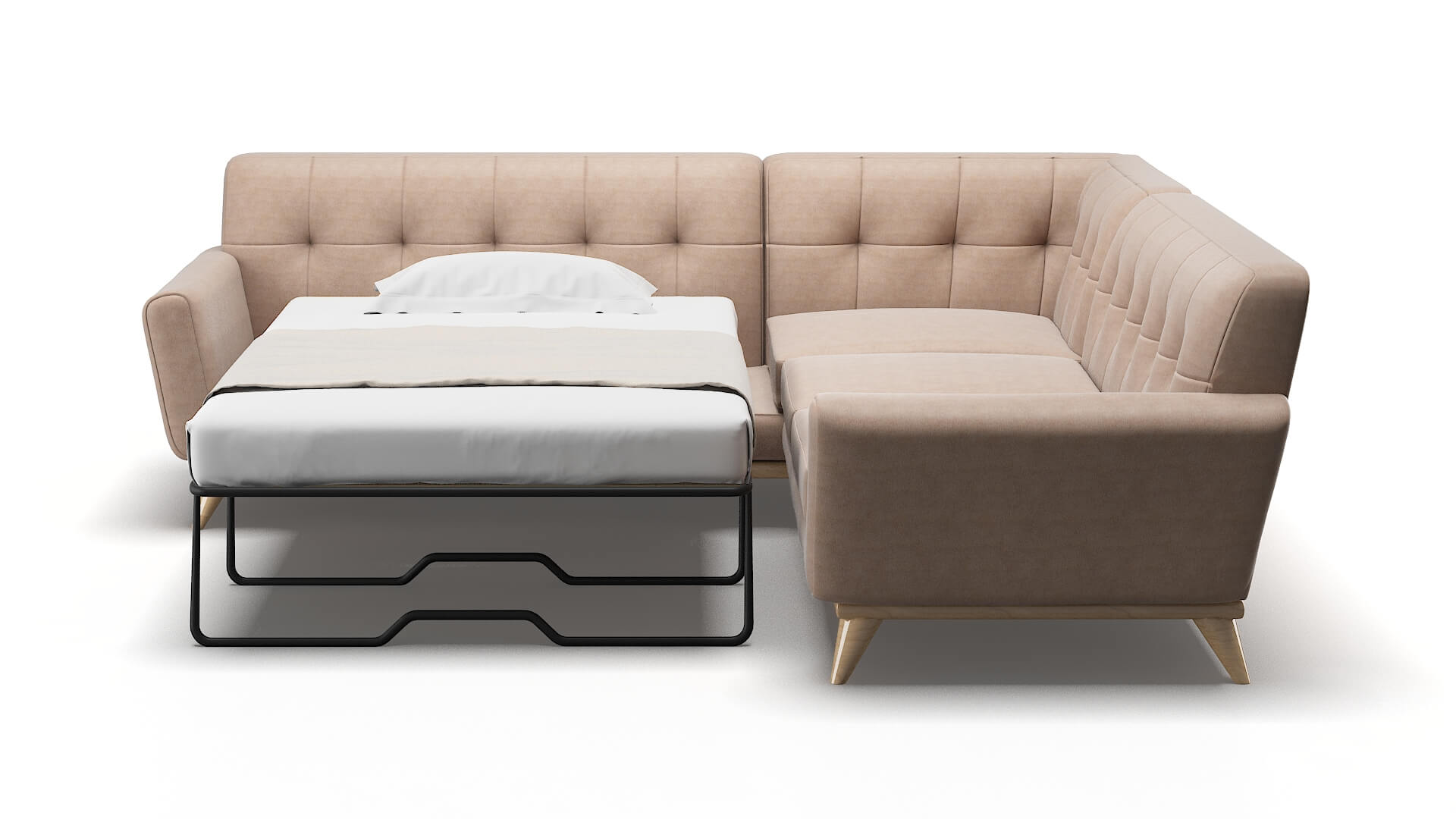 Brussels Bella Pewter Sectional Sleeper Espresso legs 1