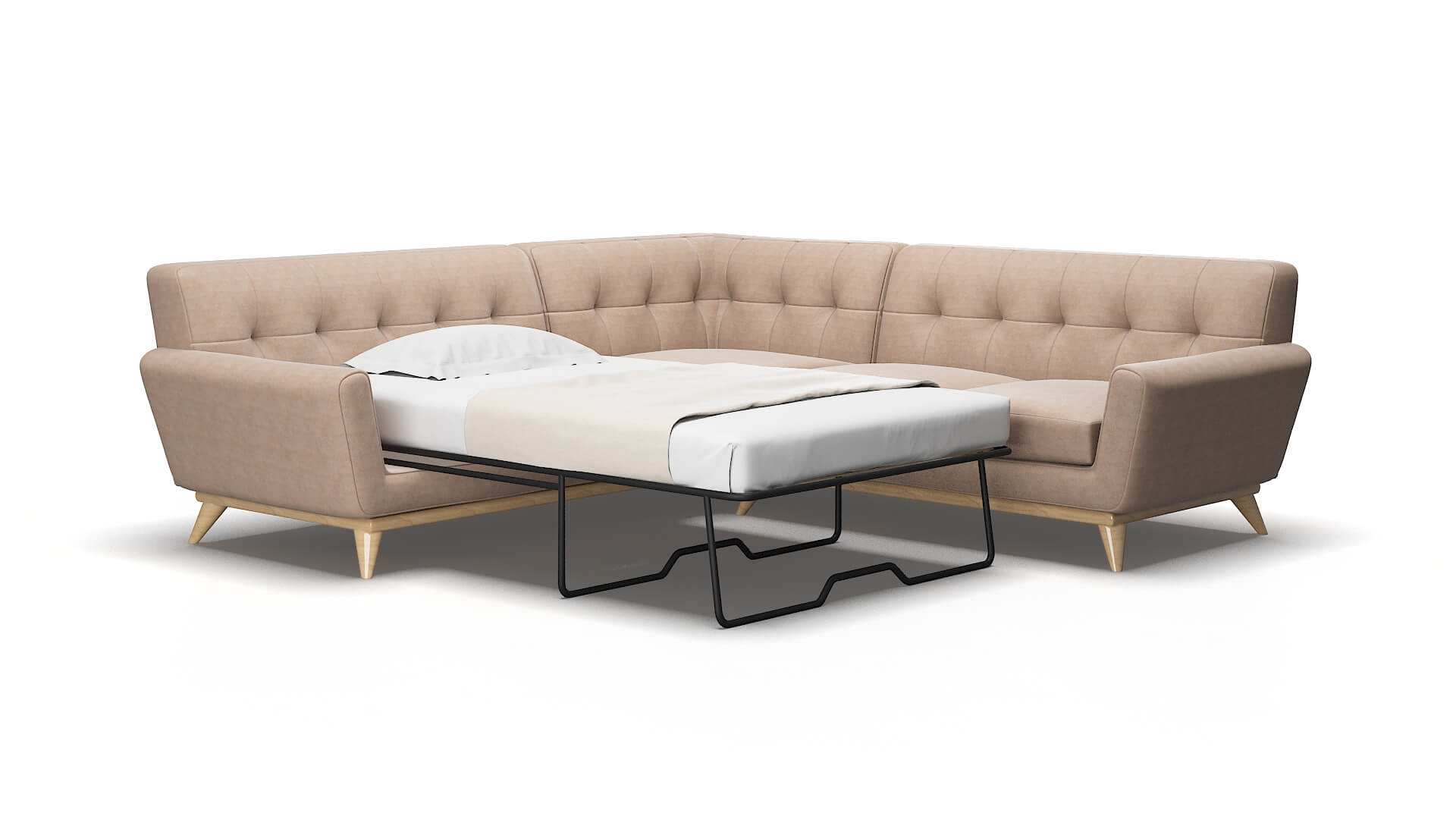 Brussels Bella Pewter Sectional Sleeper Espresso legs 2