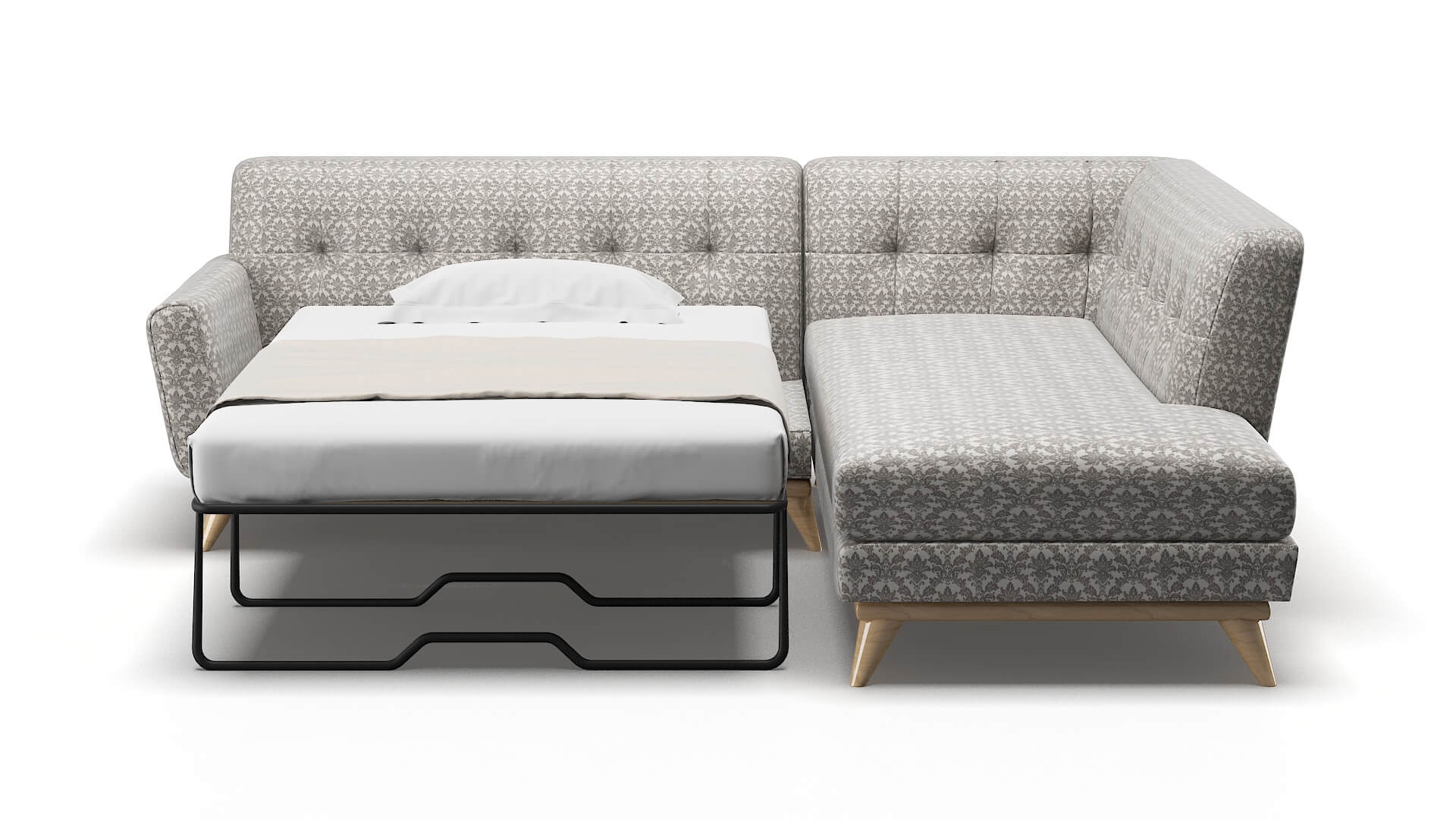 Brussels Bergamo Dove Panel Sleeper Espresso legs 1