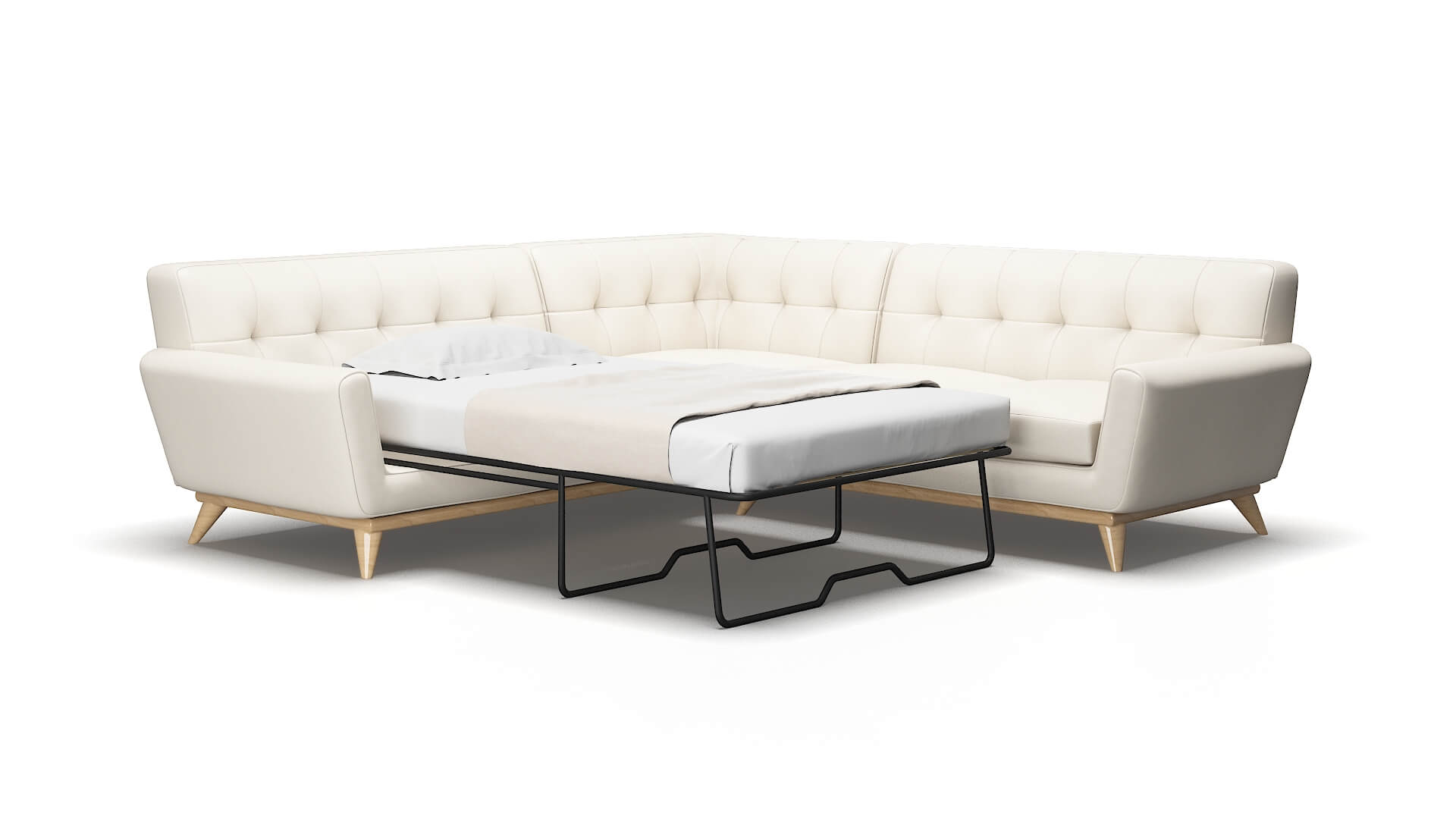 Brussels Blanche milky Sectional sleeper Espresso Legs  2