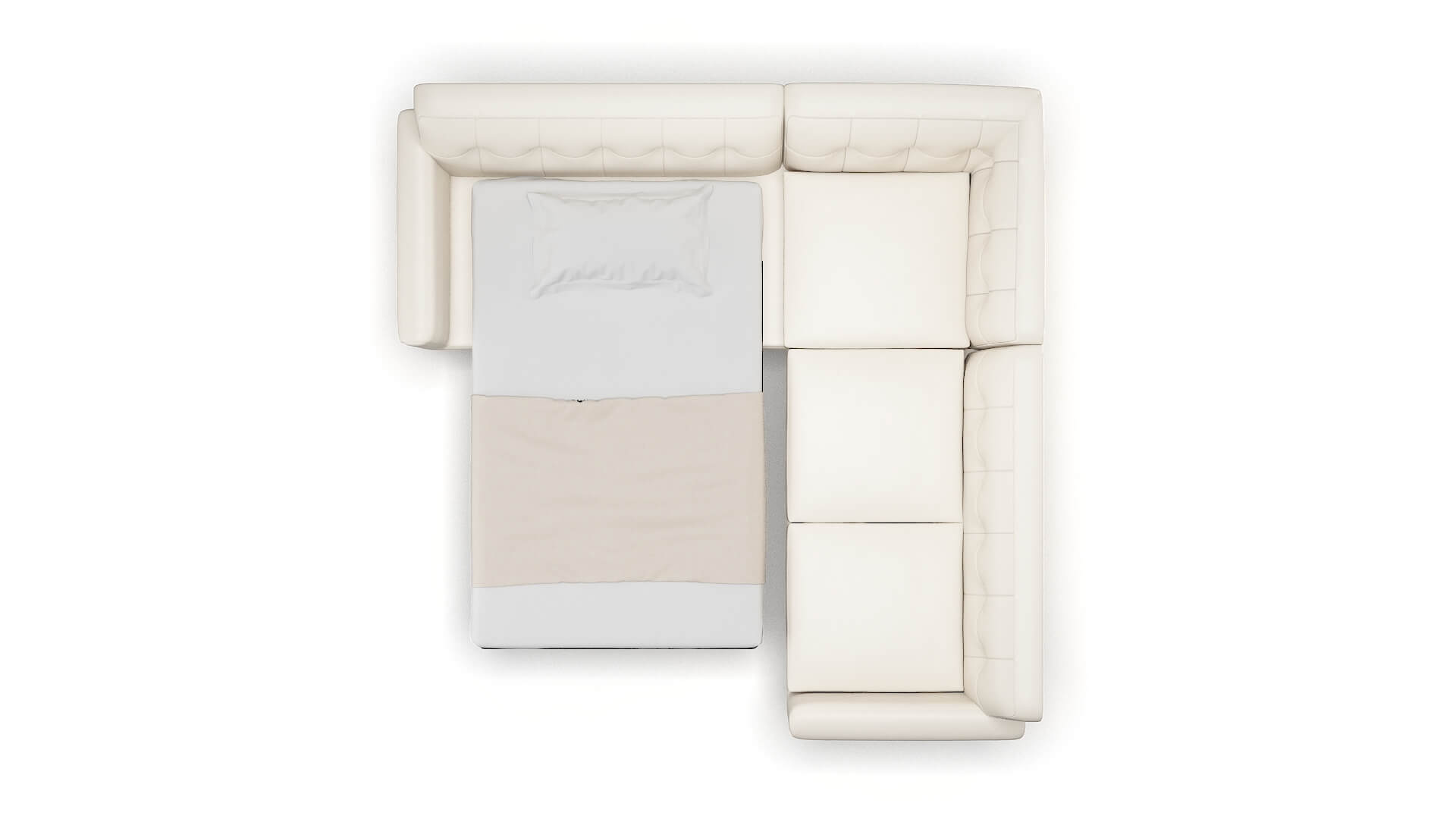 Brussels Blanche Milky Sectional Sleeper Espresso legs 3