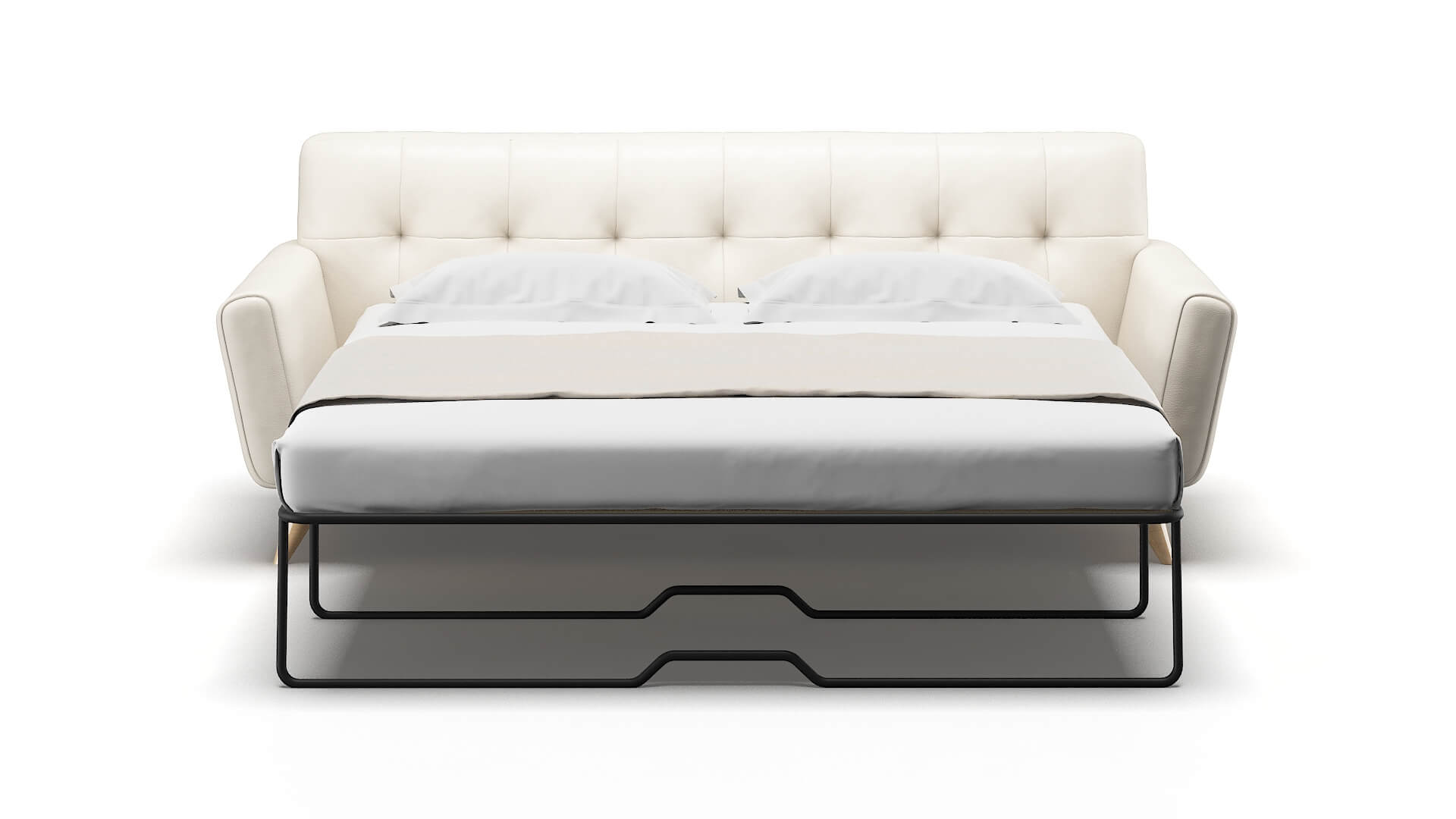 Brussels Blanche Milky Sofa Sleeper Espresso legs 1