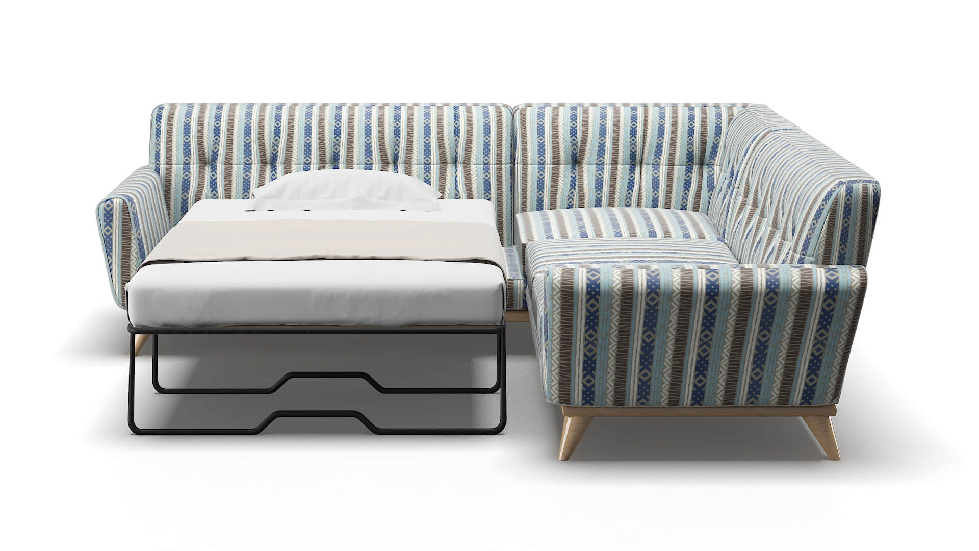 Brussels Bodhi Indigo Sectional Sleeper Espresso legs 1