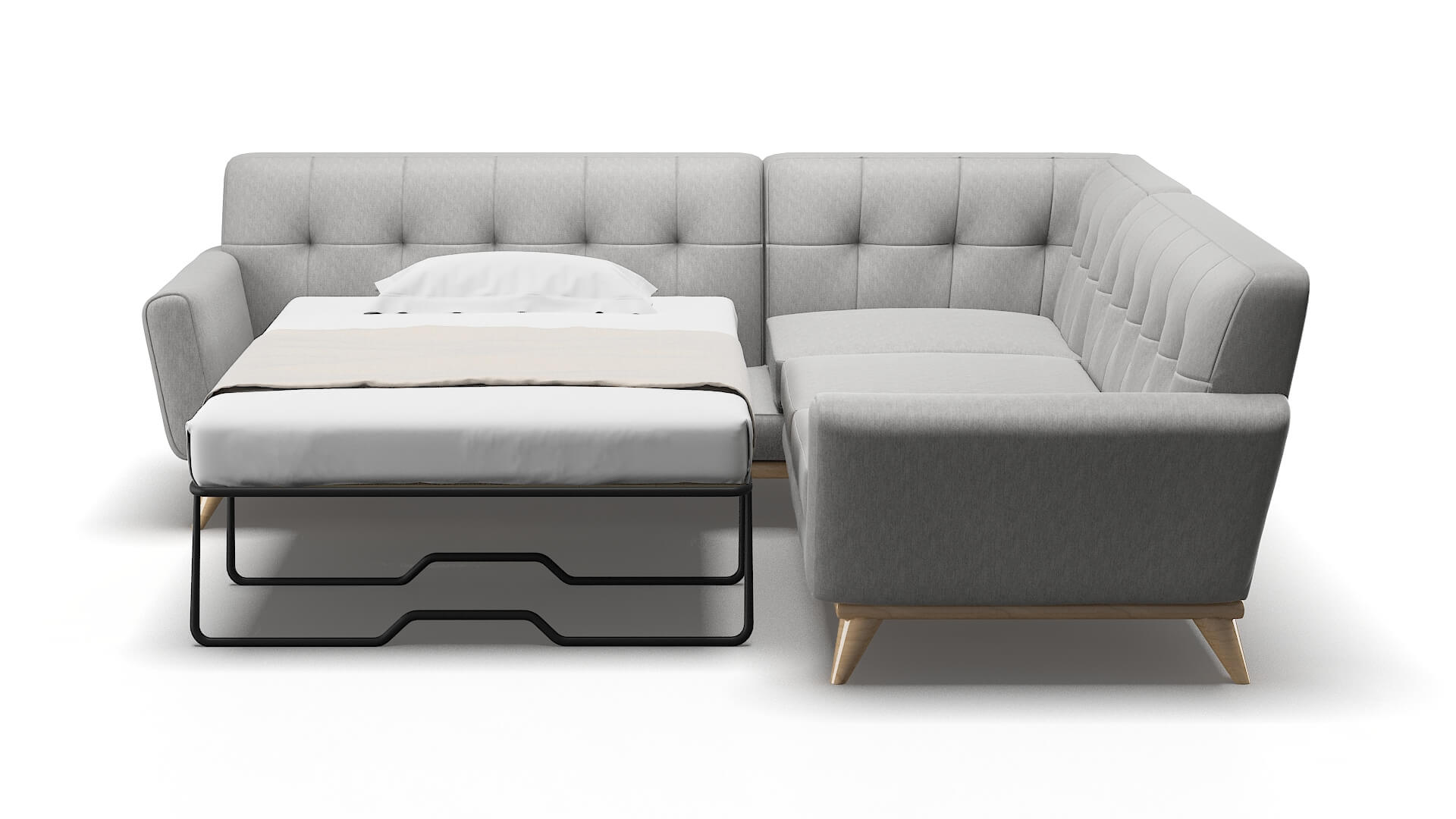 Brussels Bungalow Graphite Sectional Sleeper Espresso legs 1