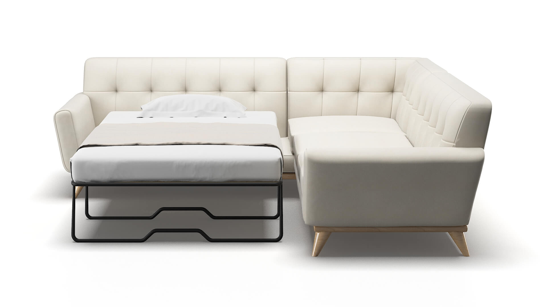 Brussels Bungalow Ivory Sectional Sleeper Espresso legs 1