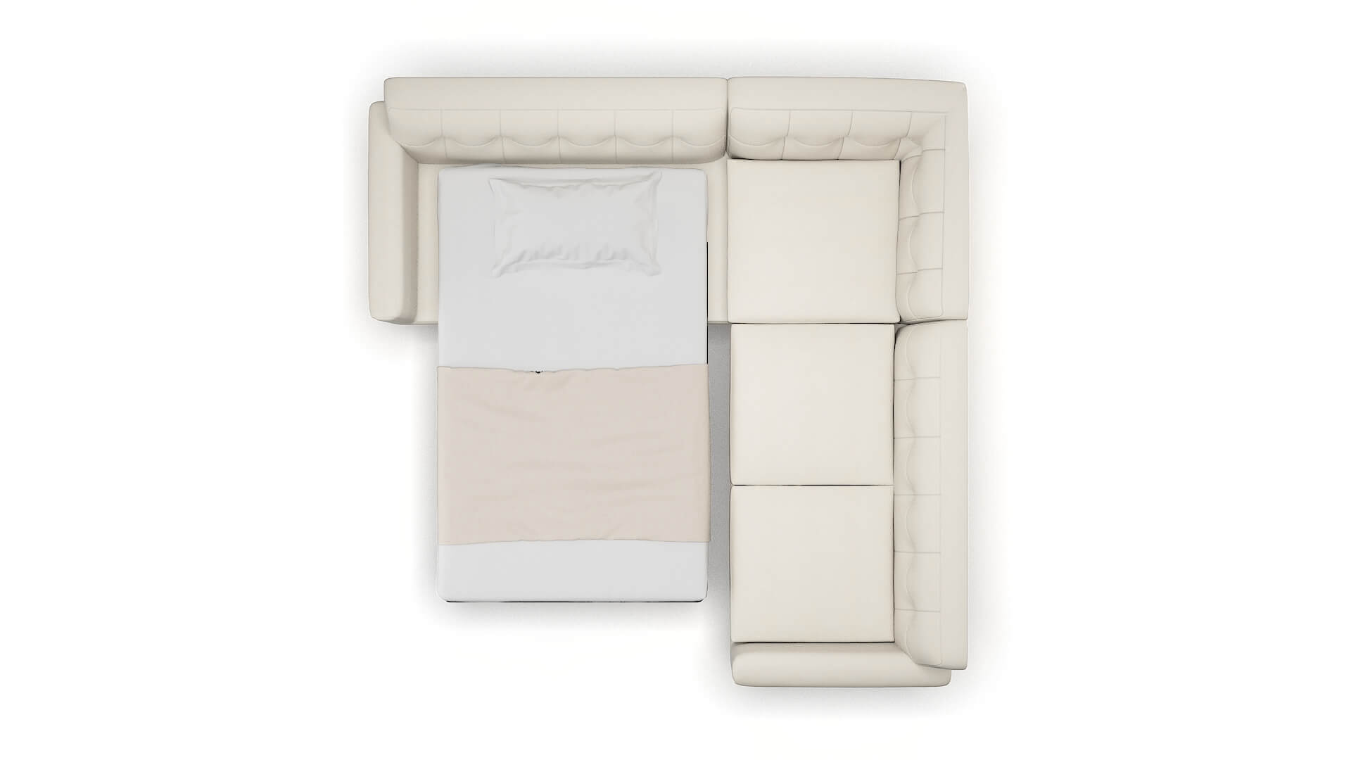 Brussels Bungalow Ivory Sectional Sleeper Espresso legs 3