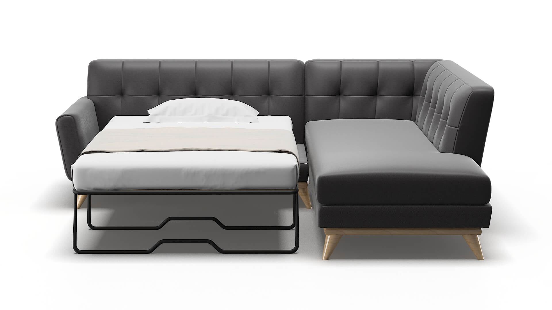 Brussels Catalina Charcoal Panel Sleeper Espresso legs 1