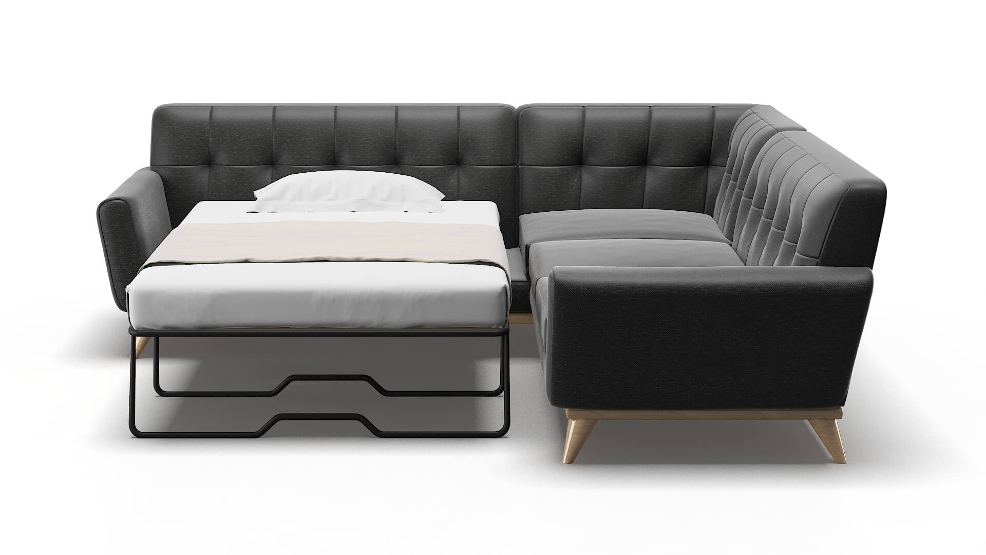 Brussels Chance Denim Sectional Sleeper Espresso legs 1