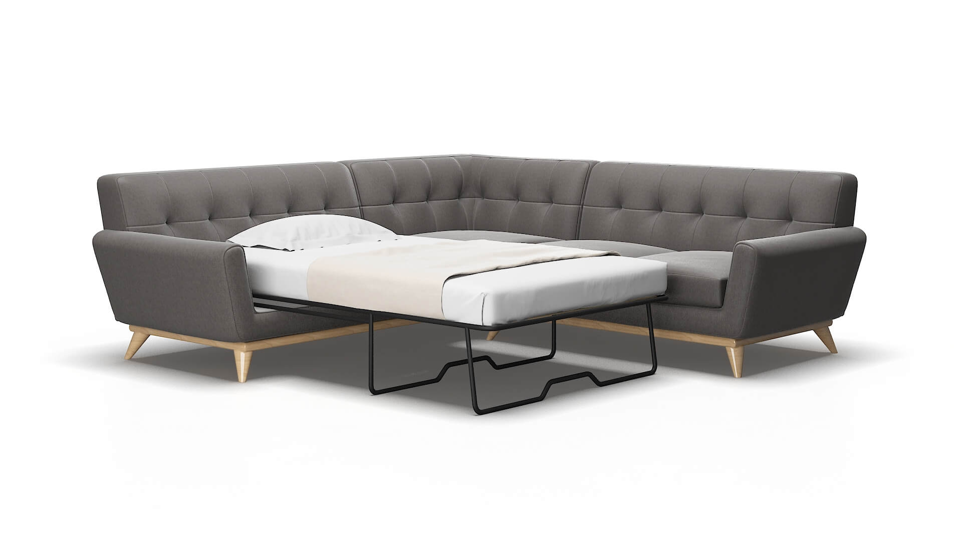 Brussels Cosmo Charcoal Sectional Sleeper Espresso legs 2