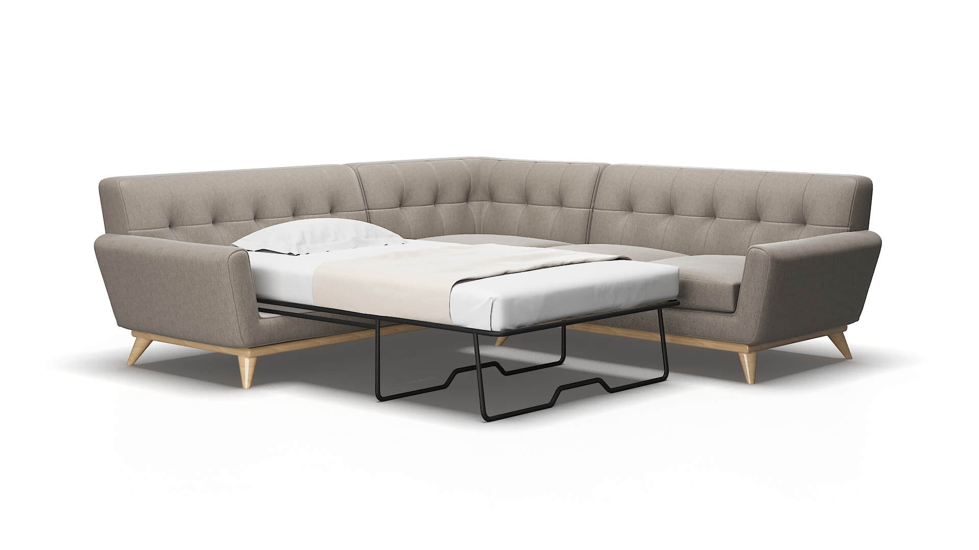 Brussels Cosmo Taupe Sectional Sleeper Espresso legs 2