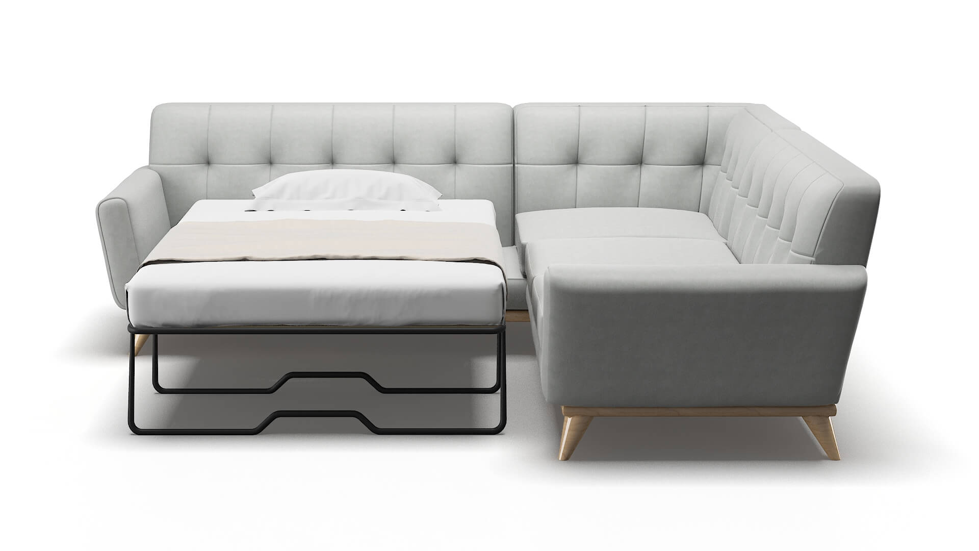 Brussels Dawson Platinum Sectional Sleeper Espresso legs 1