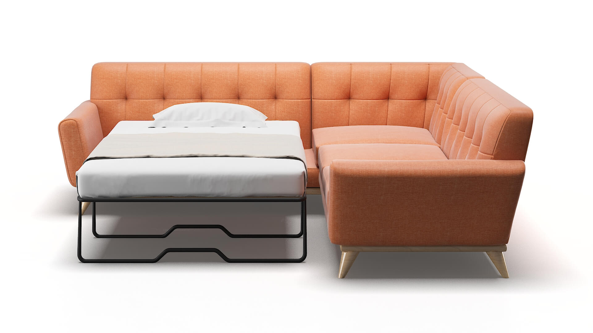 Brussels Durham Tangerine Sectional Sleeper Espresso legs 1