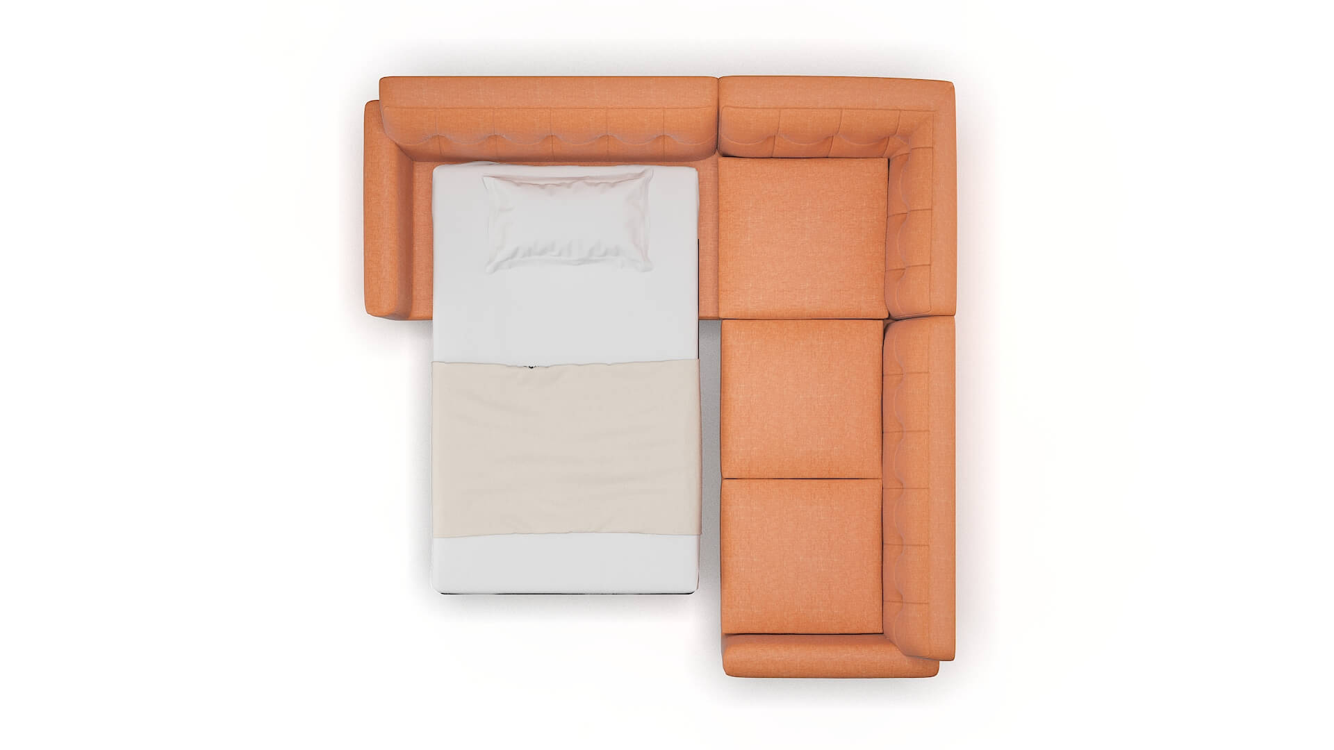 Brussels Durham Tangerine Sectional Sleeper Espresso legs 3