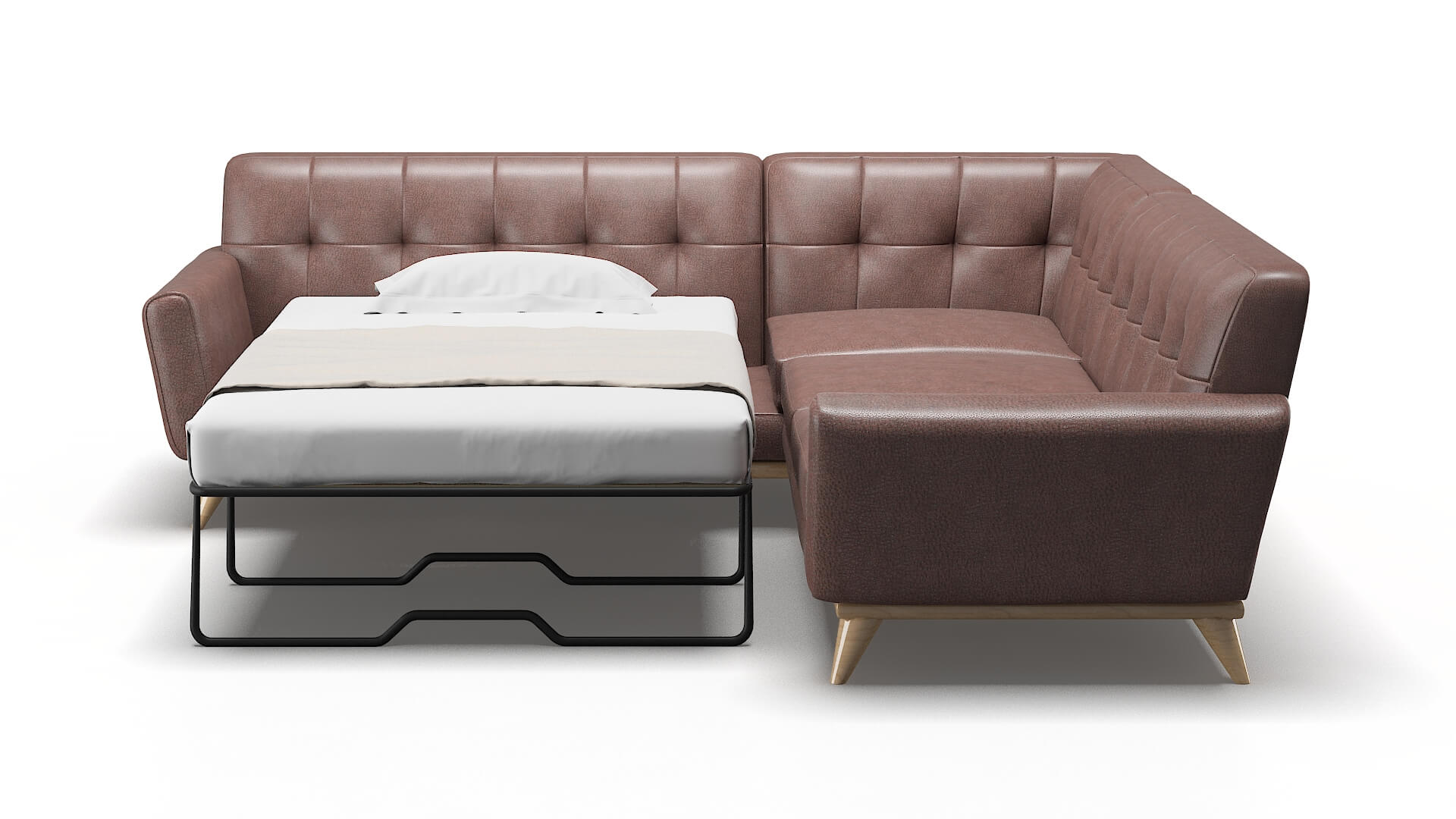 Brussels Ford Brown Sectional Sleeper Espresso legs 1