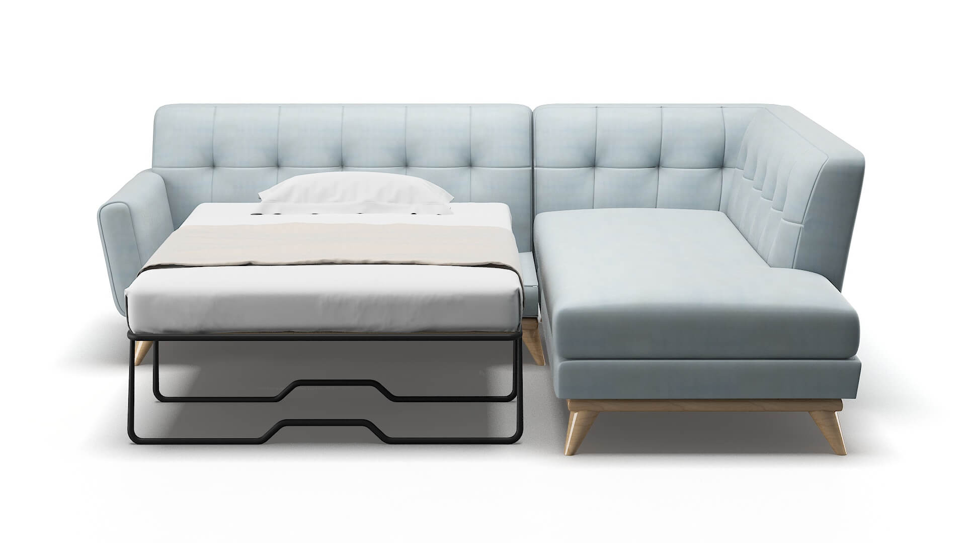 Brussels Hathaway Aqua Panel Sleeper Espresso legs 1