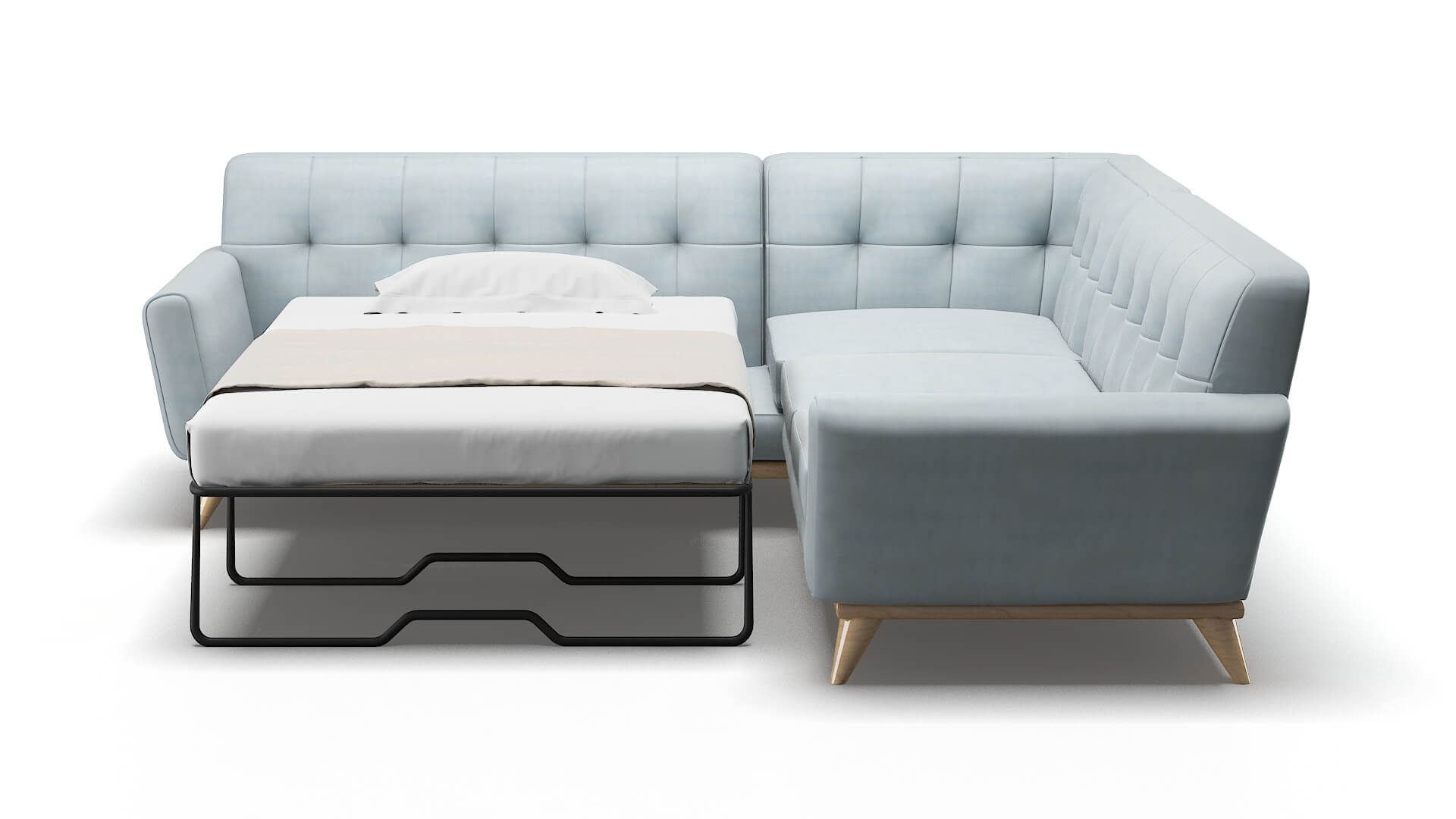 Brussels Hathaway Aqua Sectional Sleeper Espresso legs 1