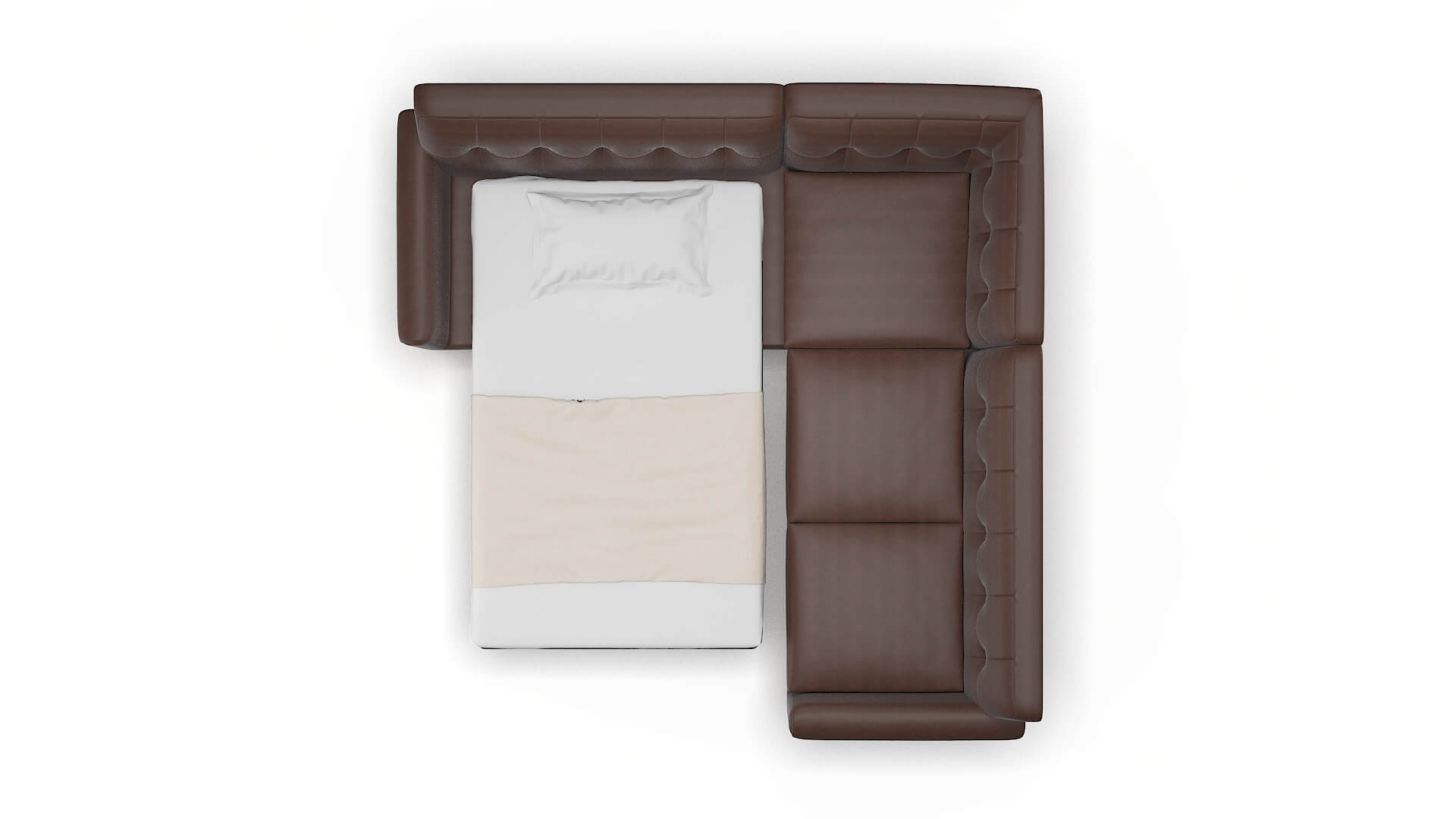 Brussels Insight Cafe Sectional Sleeper Espresso legs 3