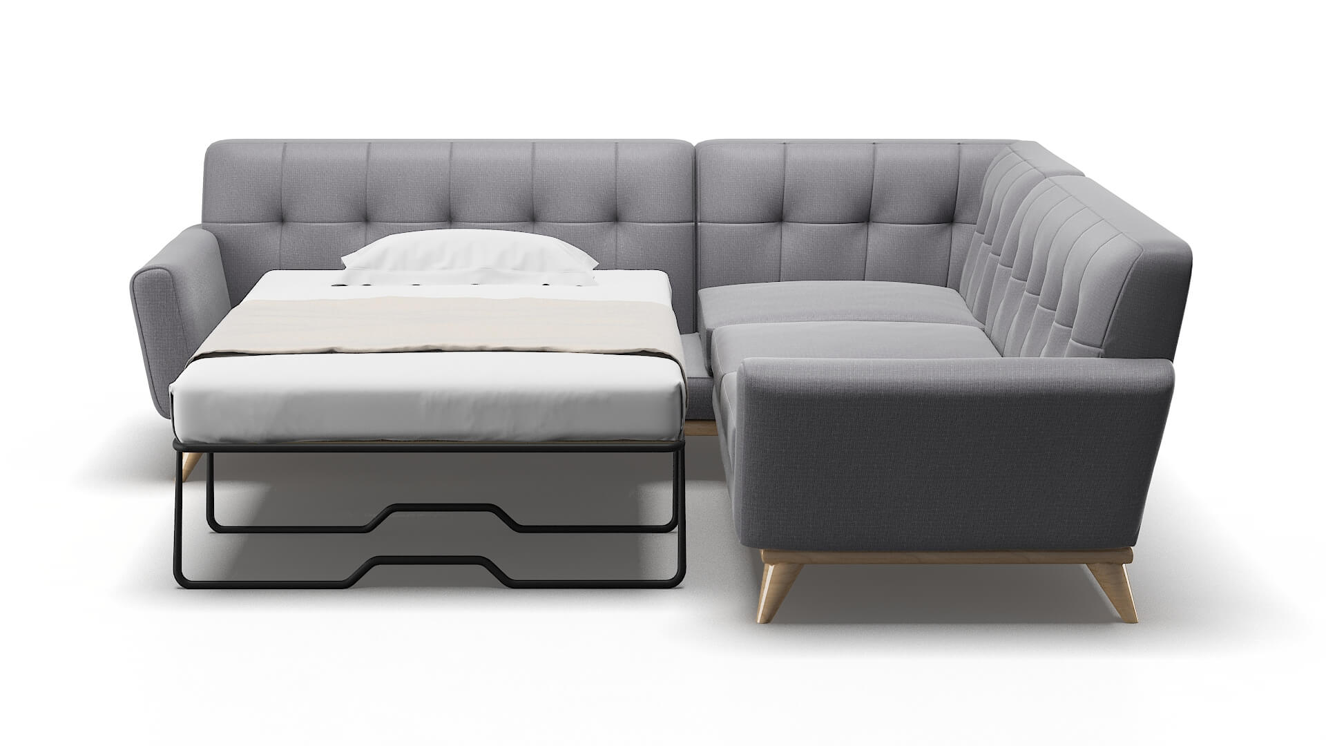 Brussels Insight Denim Sectional Sleeper Espresso legs 1