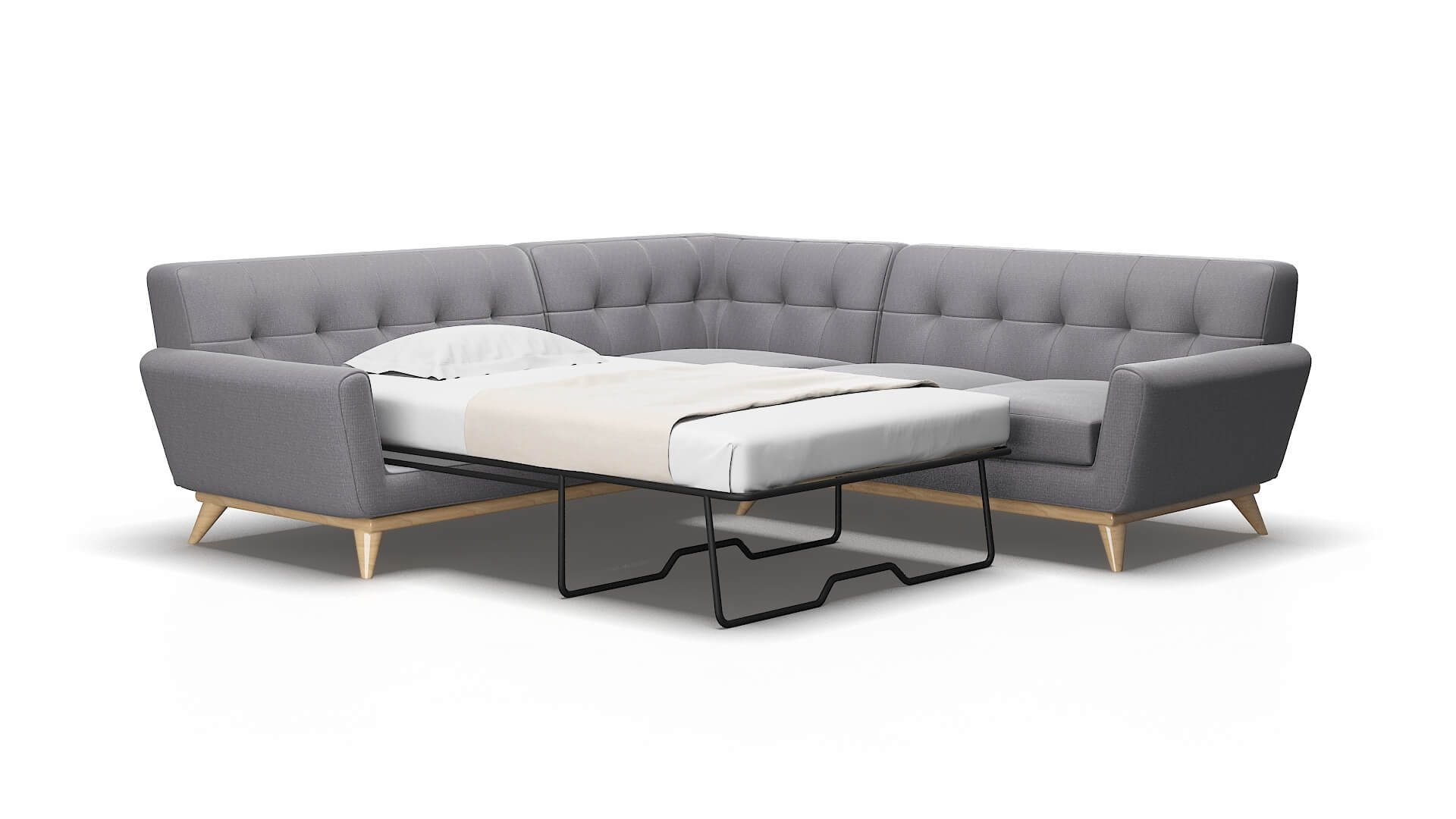 Brussels Insight Denim Sectional Sleeper Espresso legs 2