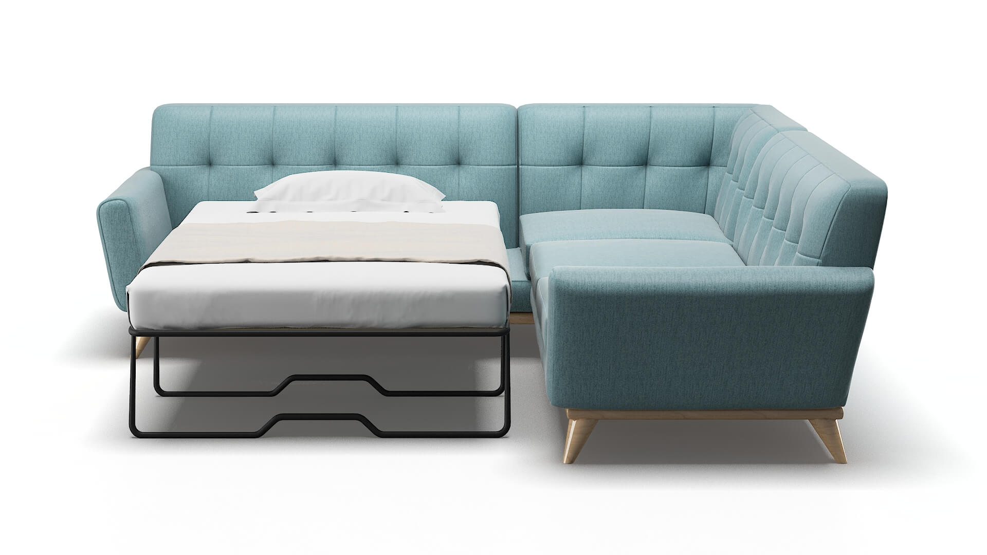 Brussels Insight Peacock Sectional Sleeper Espresso legs 1