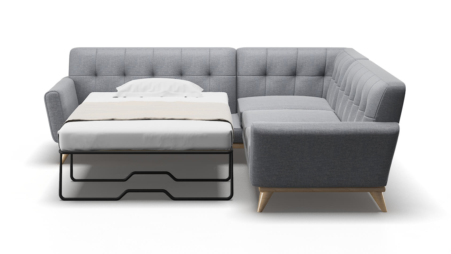 Brussels Keylargo Ash Sectional Sleeper Espresso legs 1