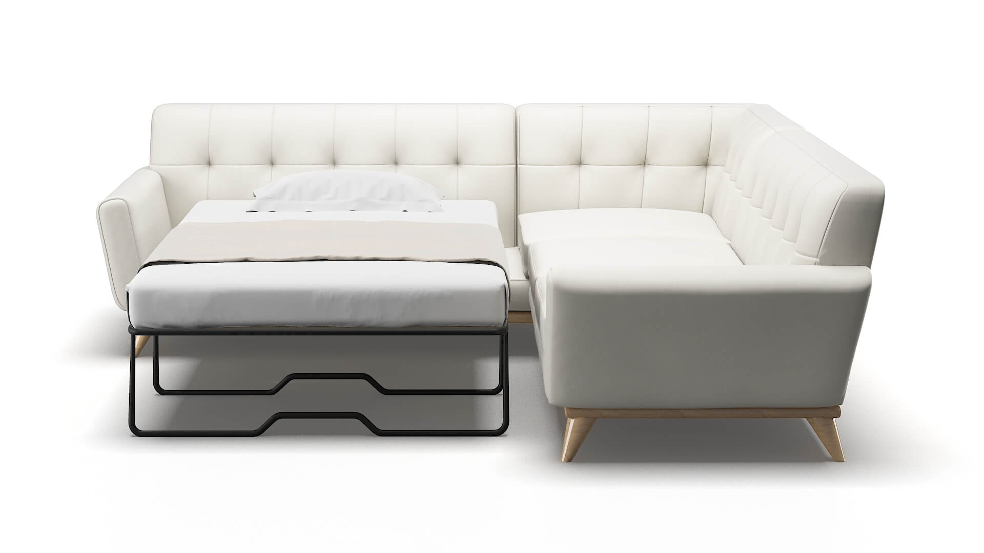 Brussels Keylargo Oatmeal Sectional Sleeper Espresso legs 1