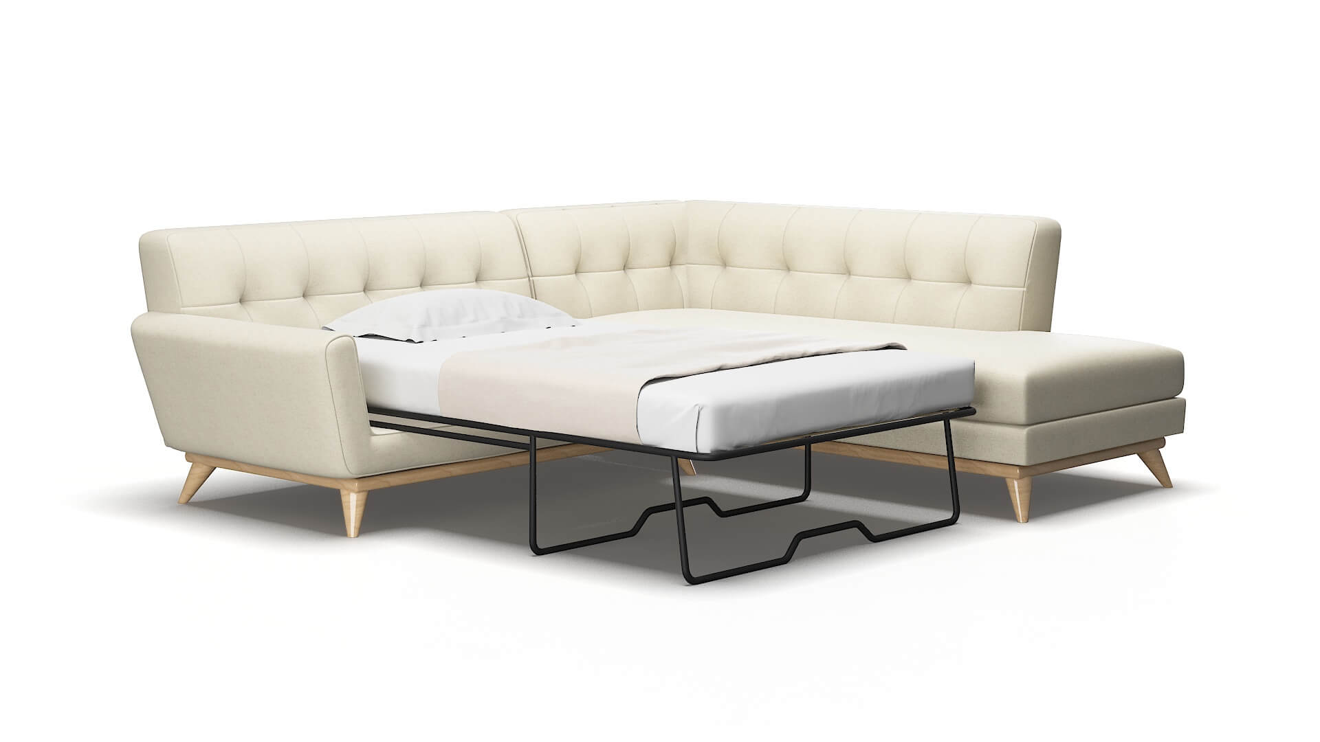 Brussels Lana sand Panel sleeper Espresso Legs  2